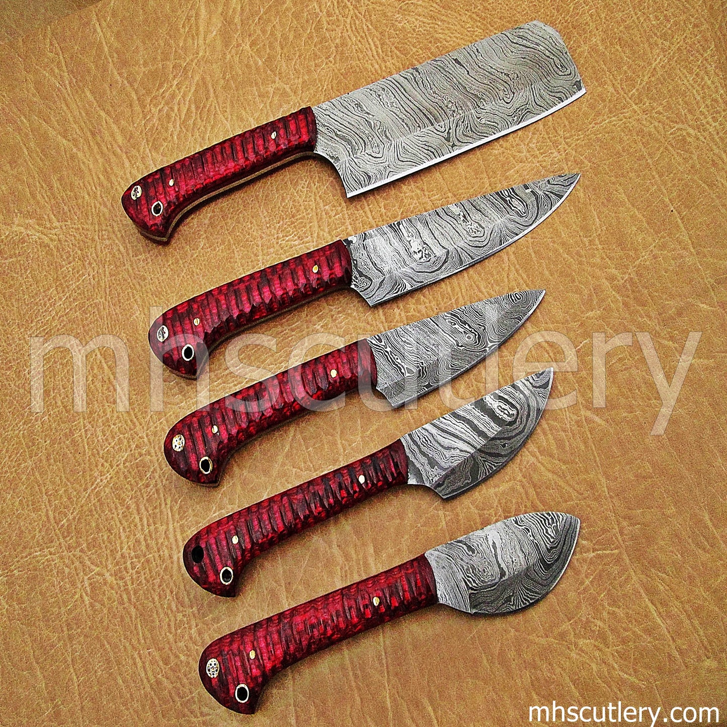 Handmade Damascus Steel Kitchen Set / 5 Pcs | mhscutlery
