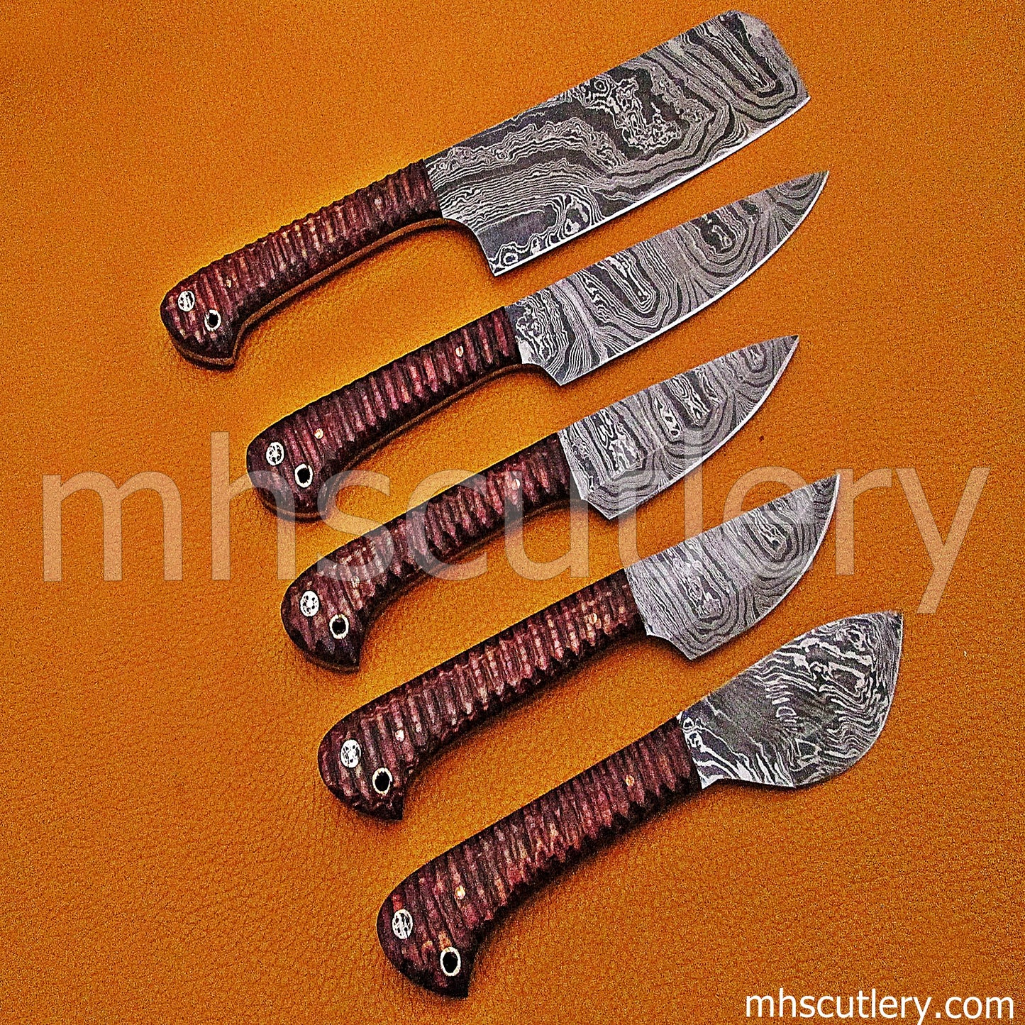 Damascus Steel Chef Knife Set / 5 Pcs | mhscutlery