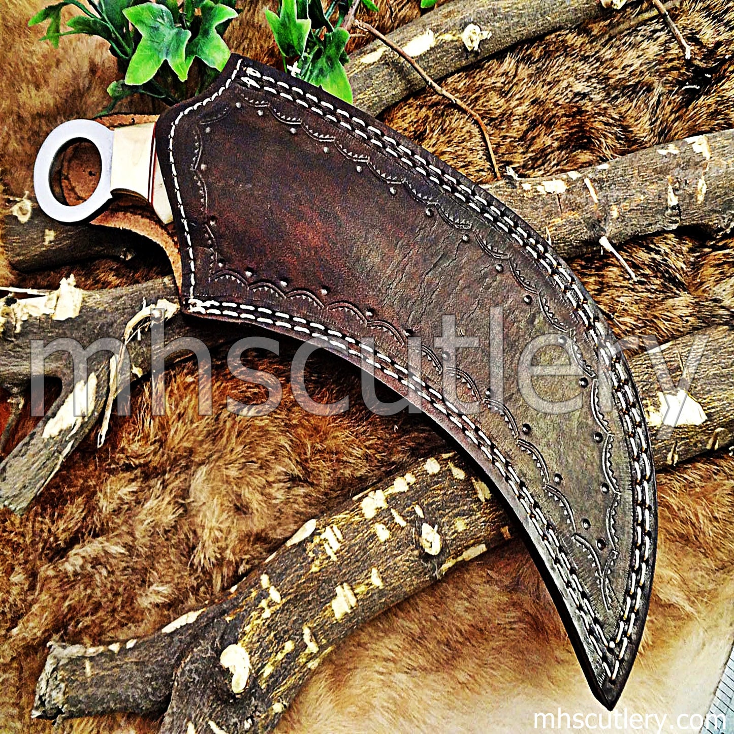 Handmade Damascus Steel Karambit / Bone Handle | mhscutlery