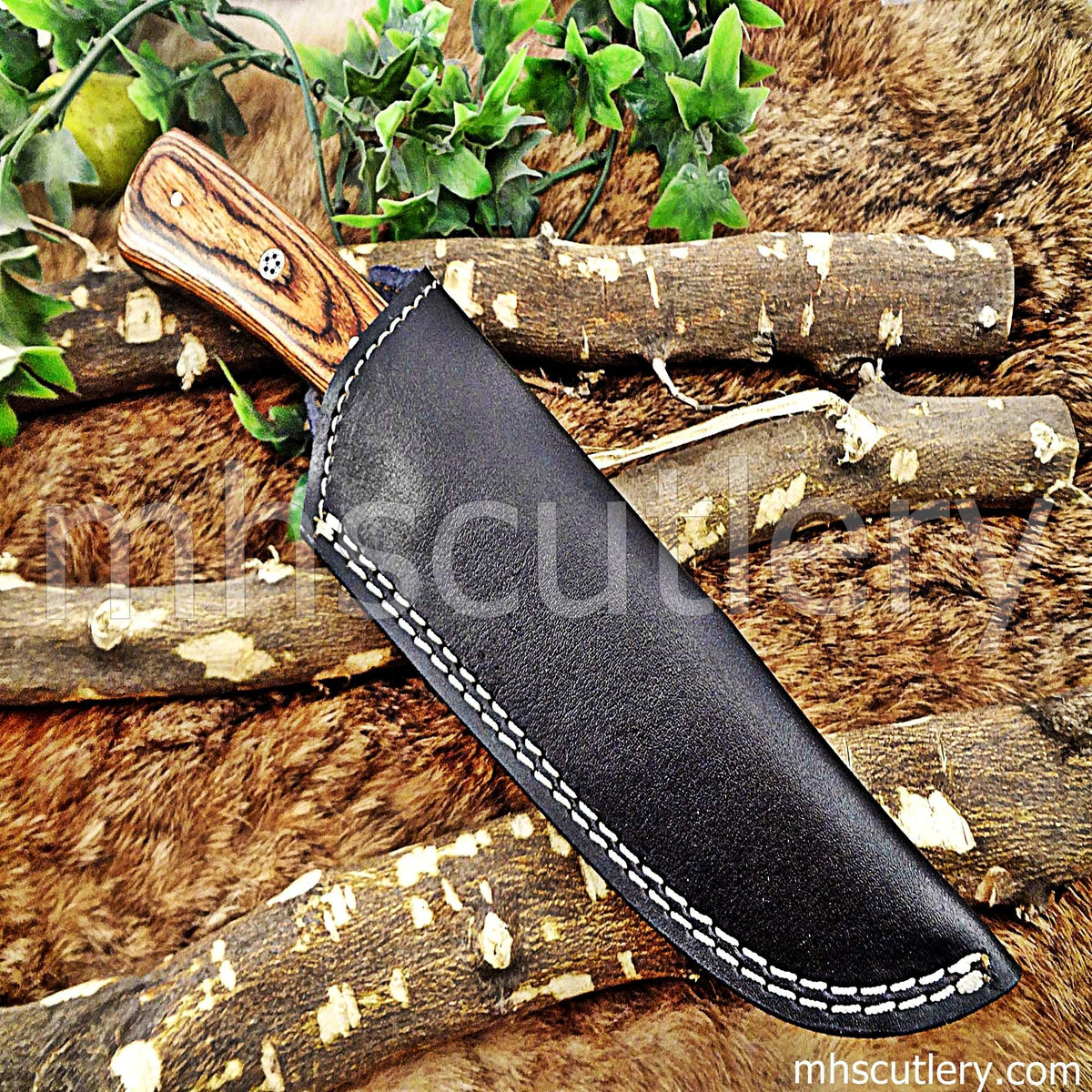 Custom Handmade Damascus Steel Skinner Knife | mhscutlery