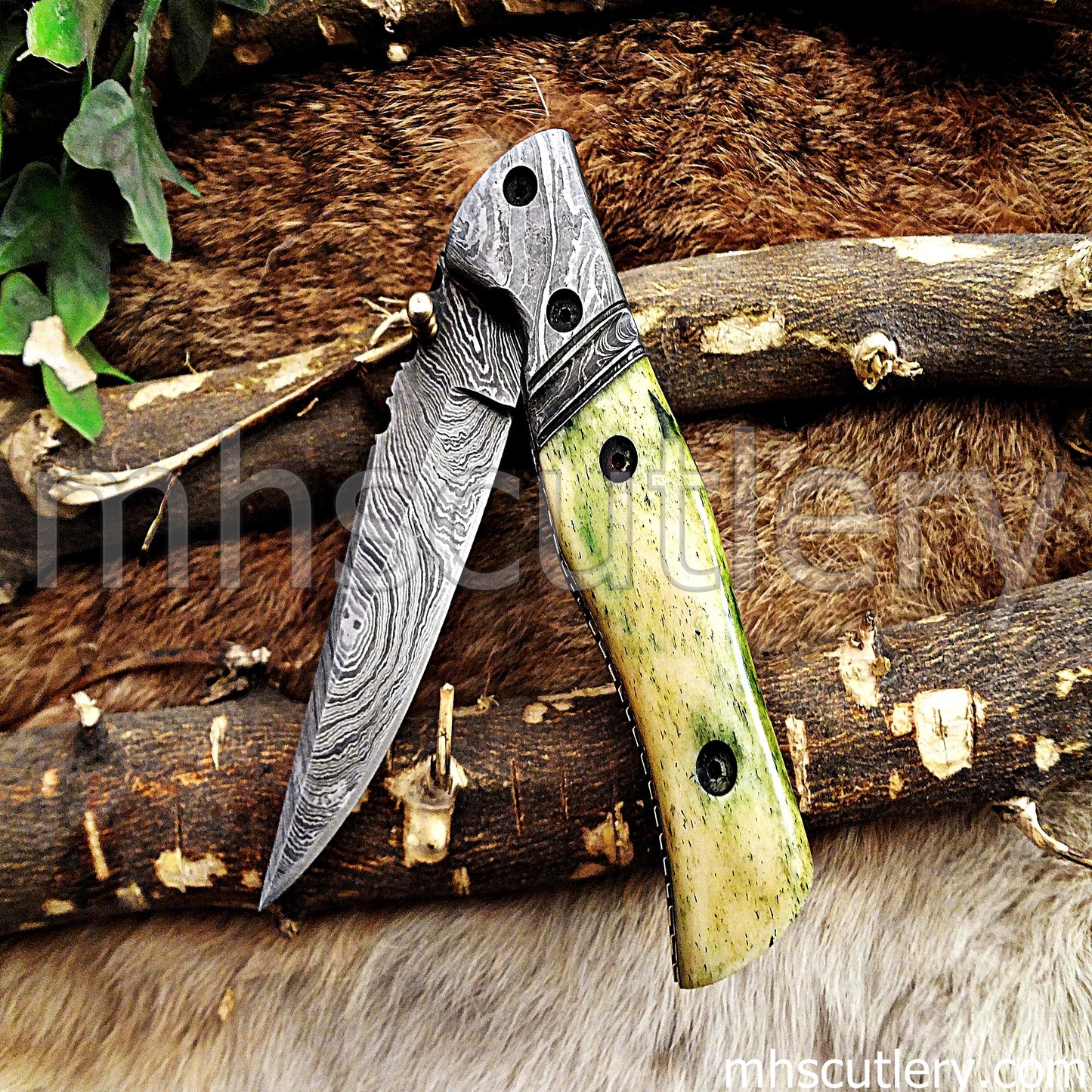 Custom Handmade Damascus Steel Traditional Folder | mhscutlery