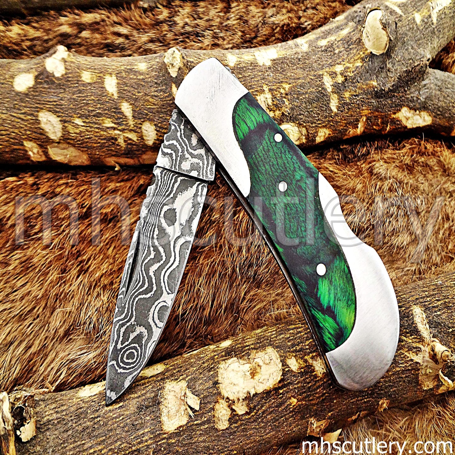 Damascus Steel Mini EDC Folding Knife | mhscutlery