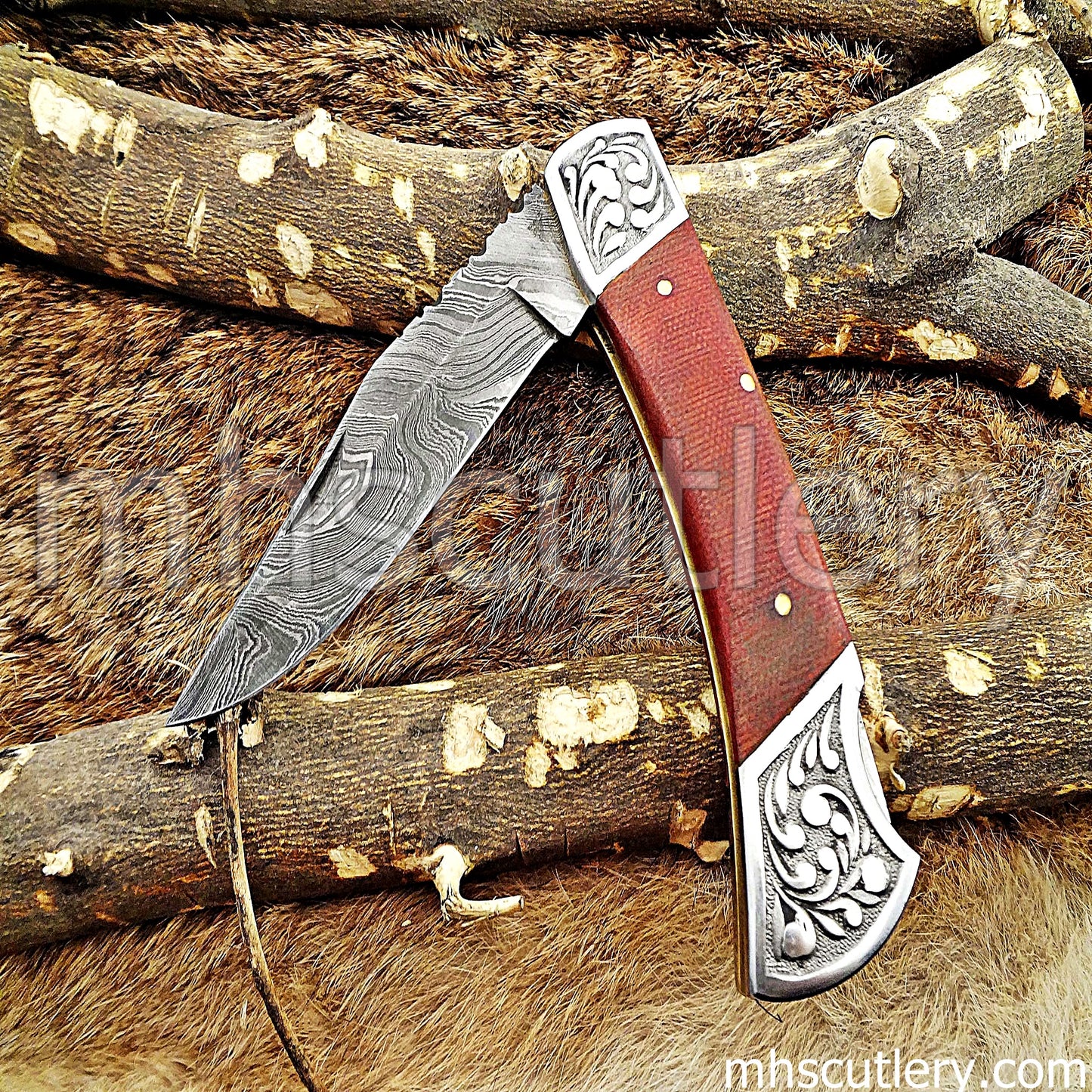 Custom Hand Forged Damascus Steel Traditional Folding Pocket Knife | mhscutlery