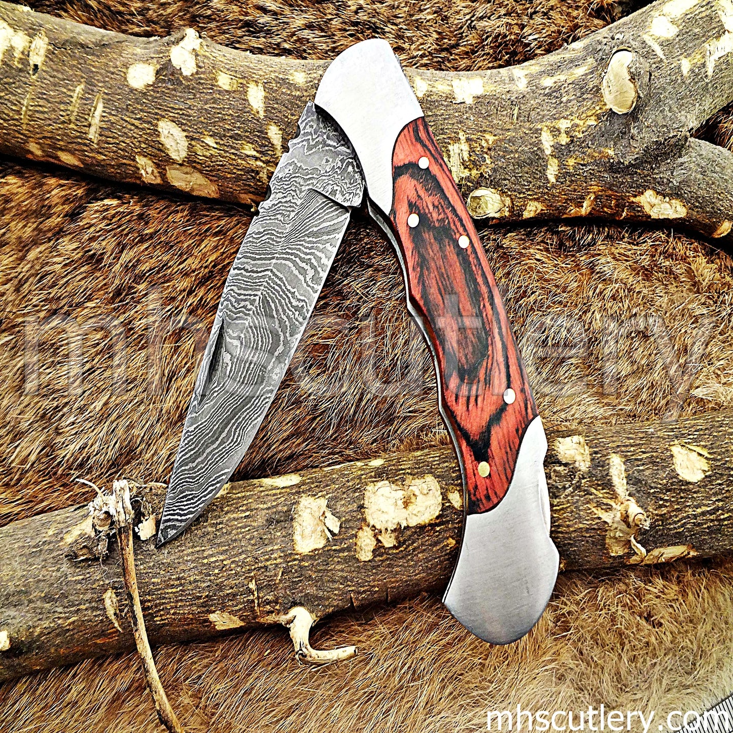 Damascus Steel Classic Pocket Knife | mhscutlery