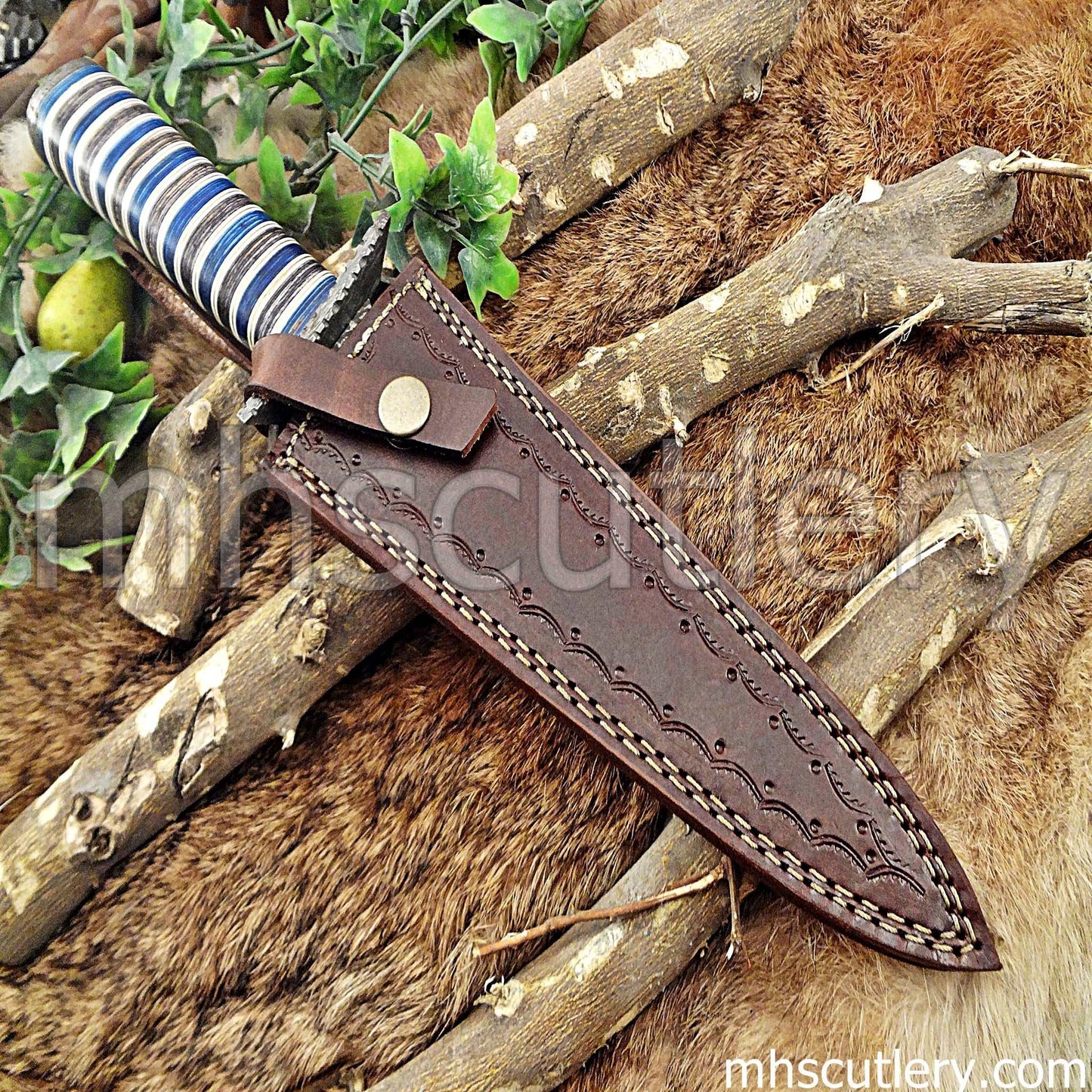 Custom Hand Forged Damascus Steel Survival Dagger | mhscutlery