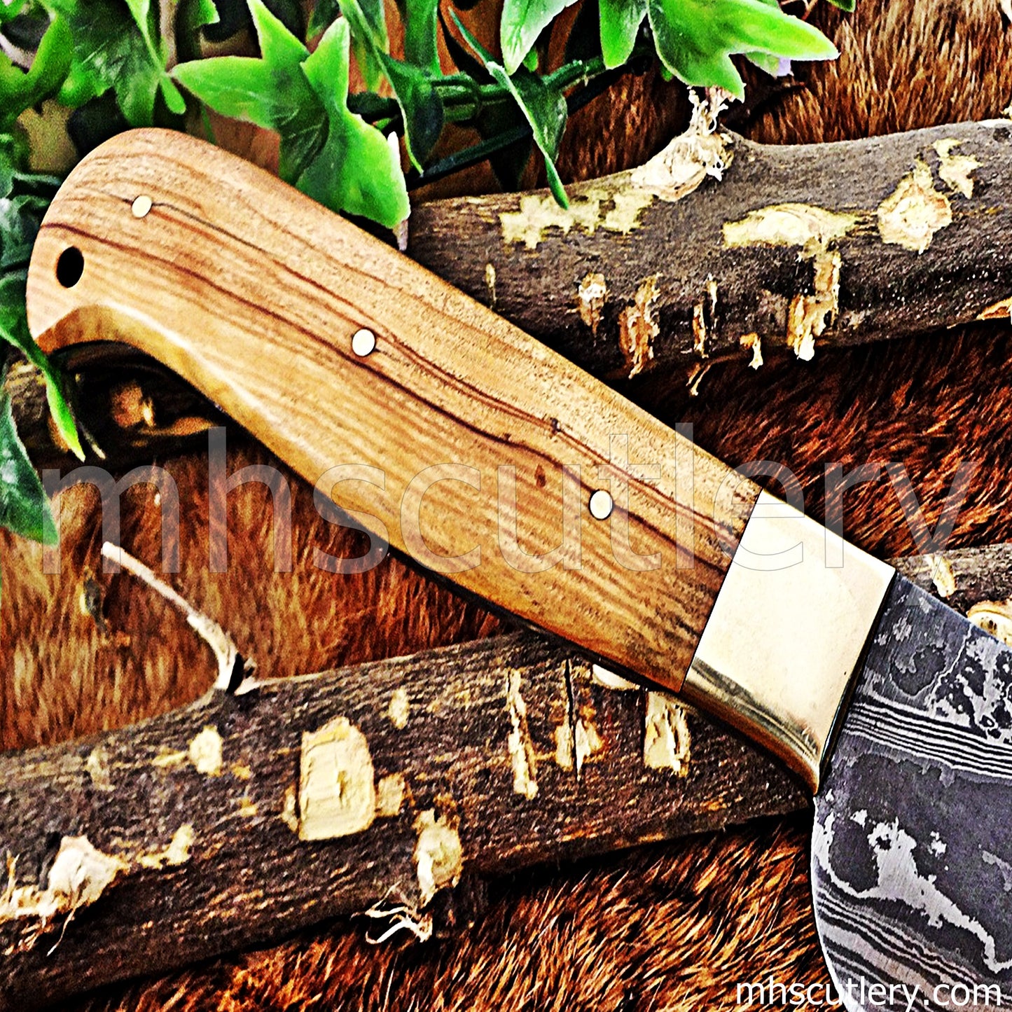 Handmade Damascus Steel Vegetable Cleaver | mhscutlery