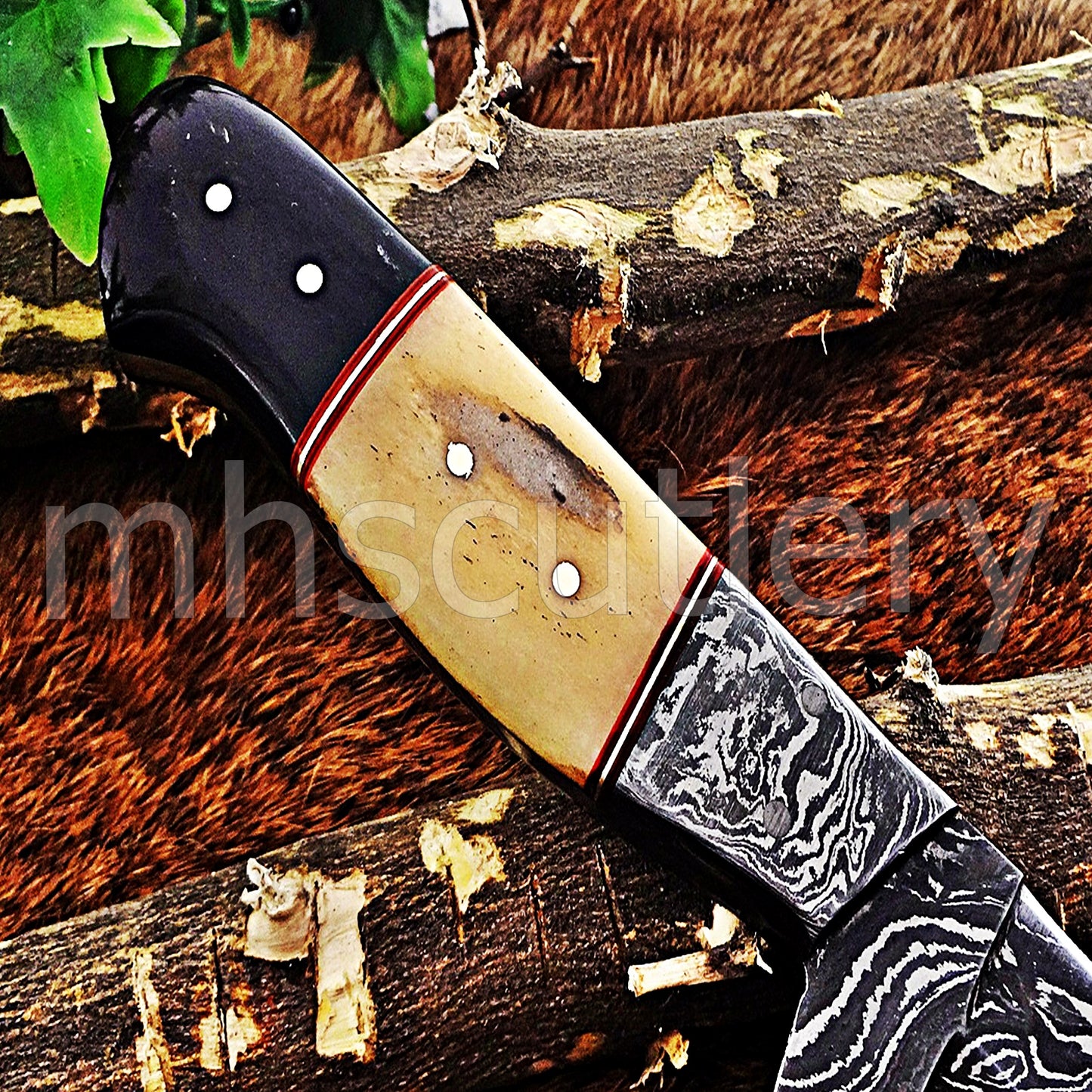 Damascus Steel Fixed Blade Hunting Skinner Knife | mhscutlery