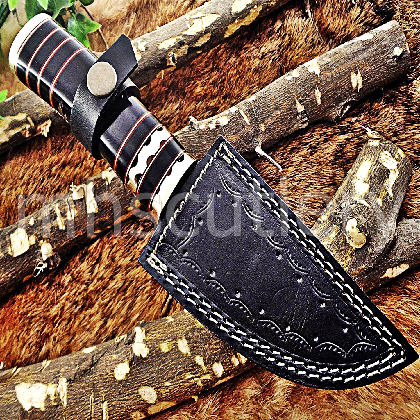 Hand Forged Damascus Steel Skinner Hunting Knife | mhscutlery