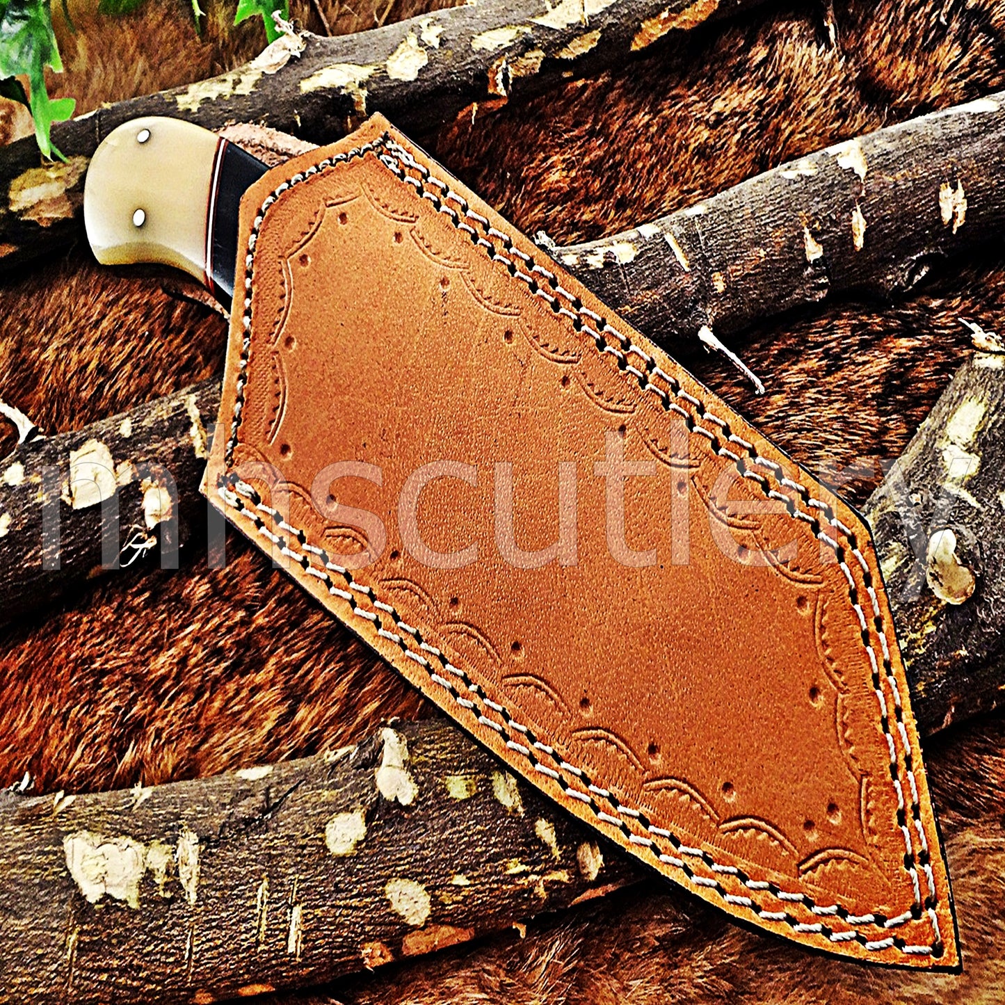 Damascus Steel Mini EDC Cleaver Knife | mhscutlery