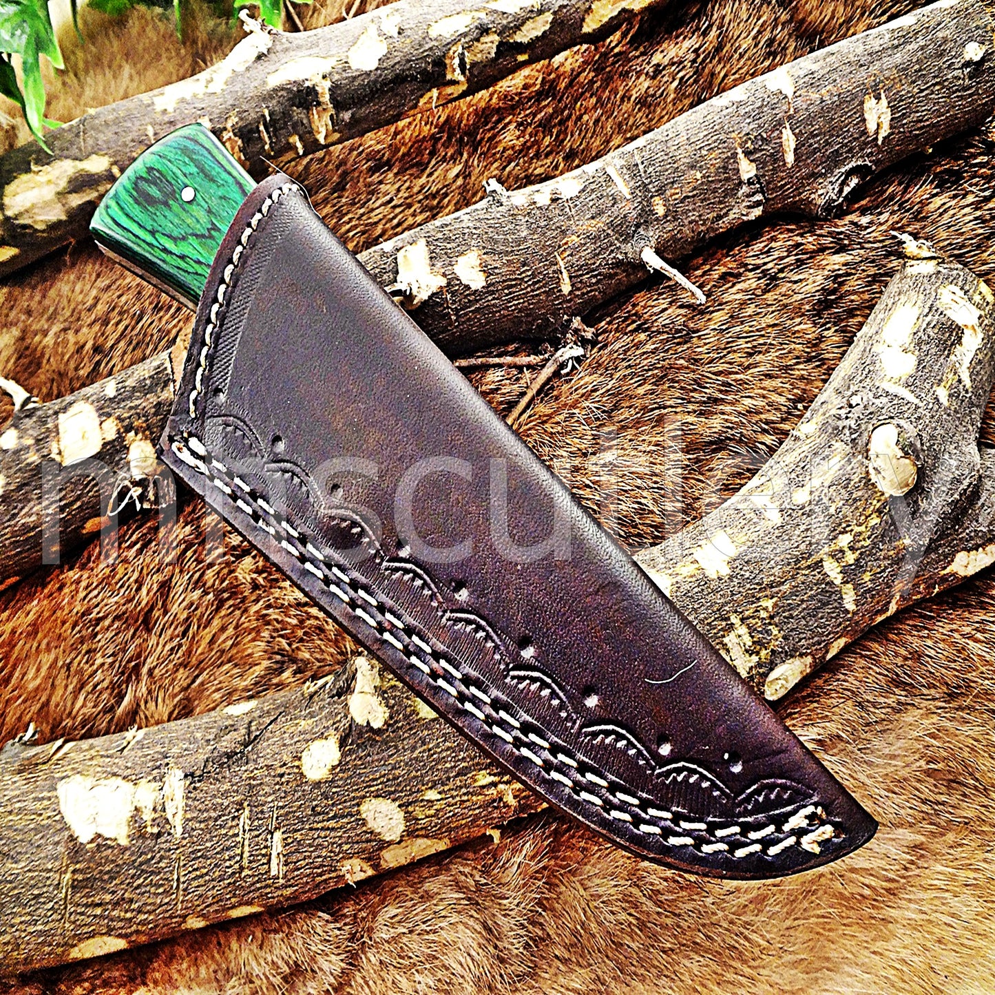 Hand Forged Damascus Steel Mini Gut Hook Skinner Hunting Knife | mhscutlery