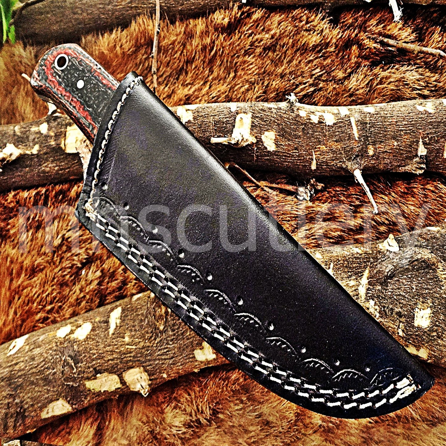 Hand Forged Damascus Steel Gut Hook Hunter Knife / Micarta Handle | mhscutlery