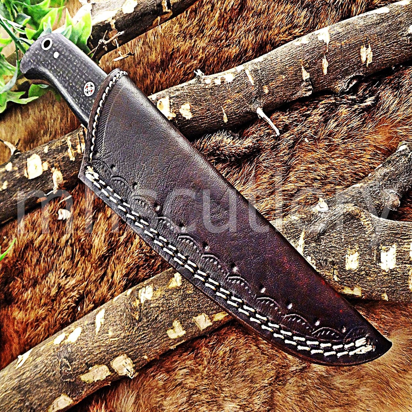 Custom Hand Forged Damascus Steel Slim Hunter Skinner Knife / Micarta | mhscutlery