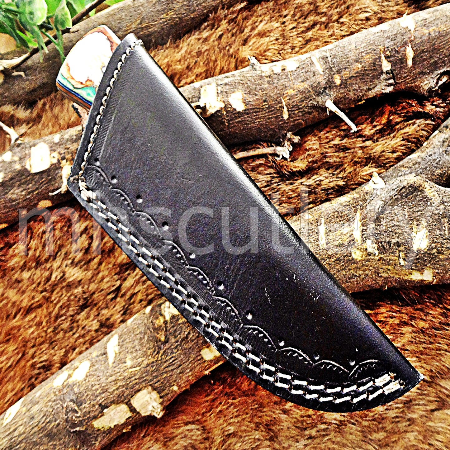 Damascus Steel Mini Gut Hook Skinning Knife | mhscutlery