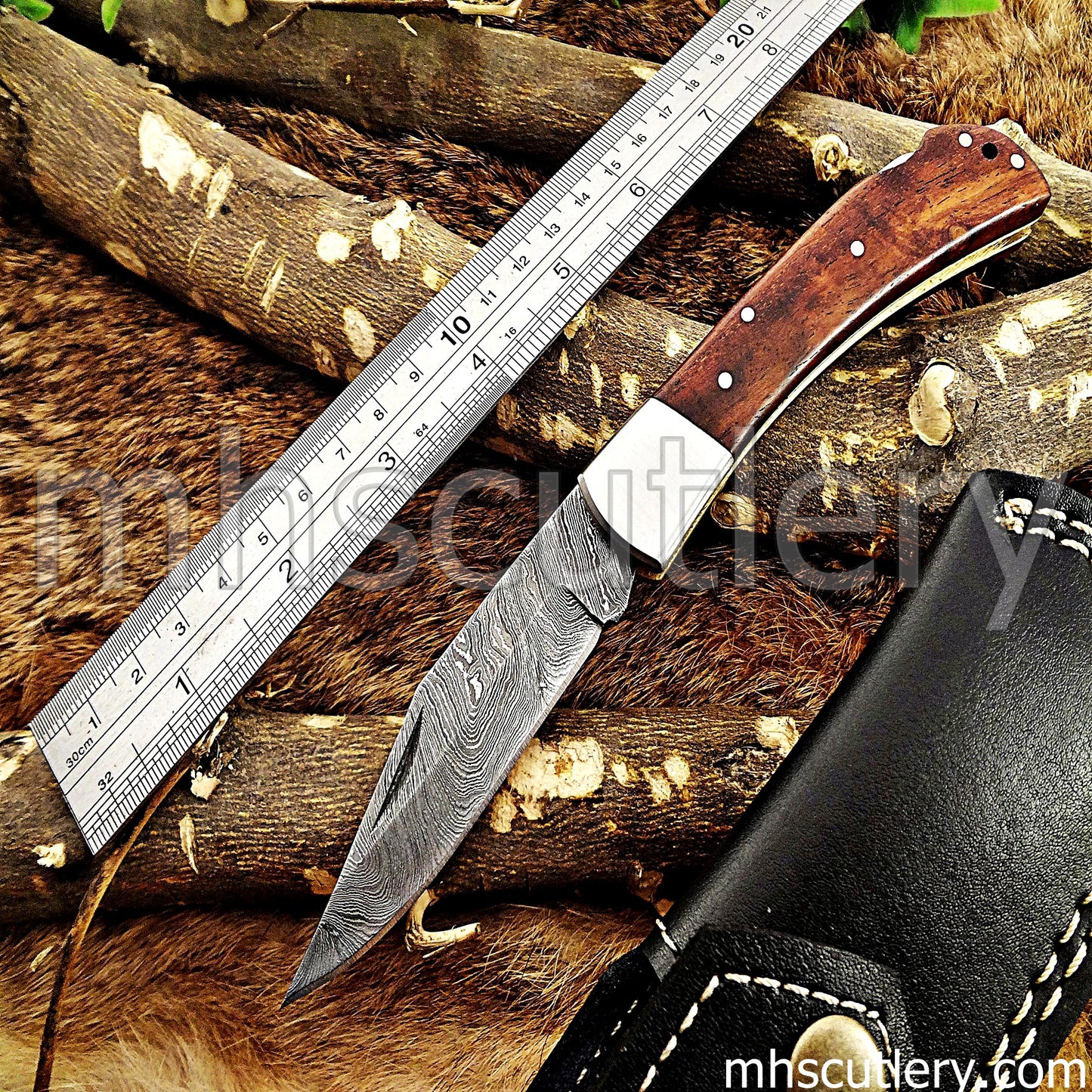 Damascus Steel Traditional Folding Knife | mhscutlery