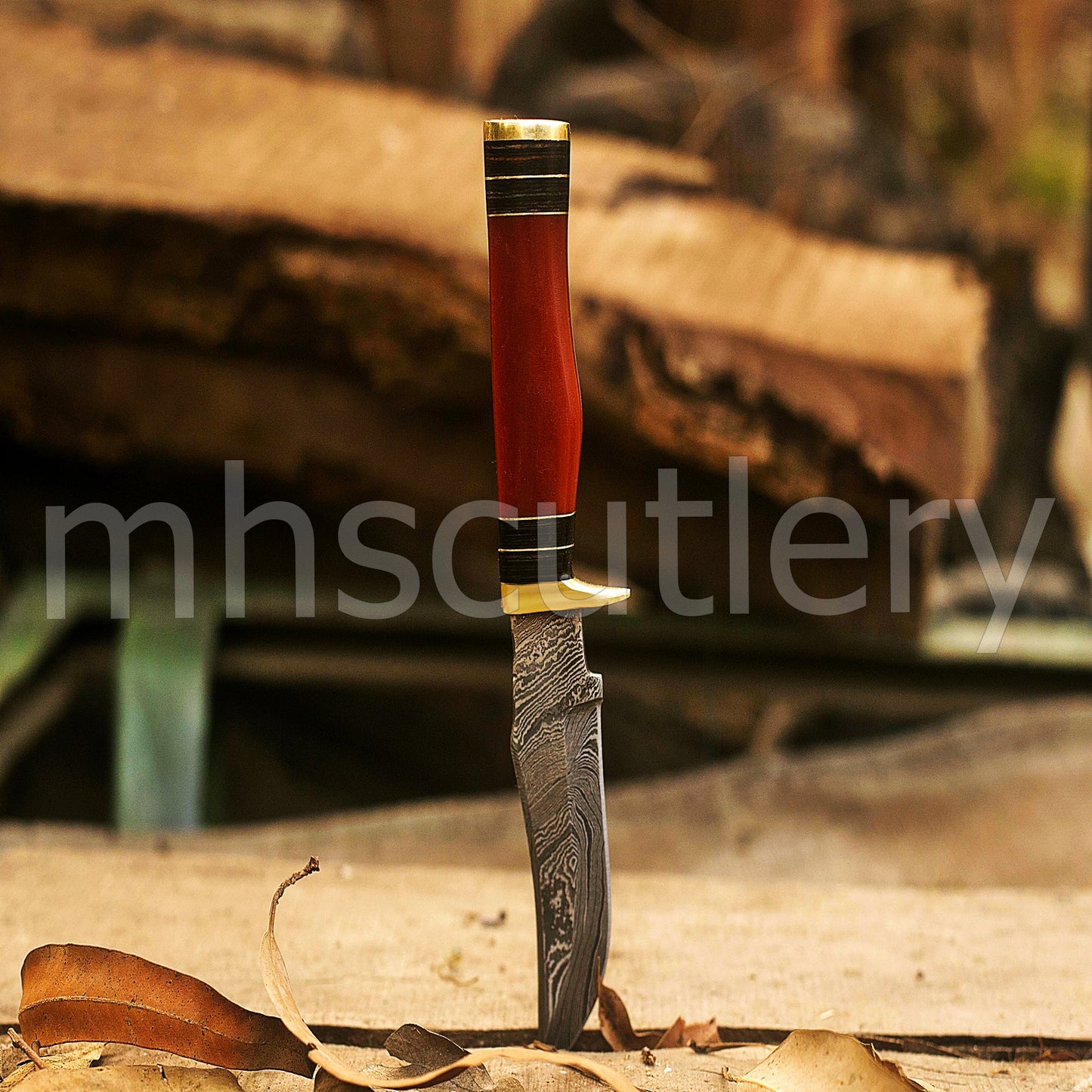 Custom Handmade Damascus Steel Skinner Knife With Resin Handle | mhscutlery