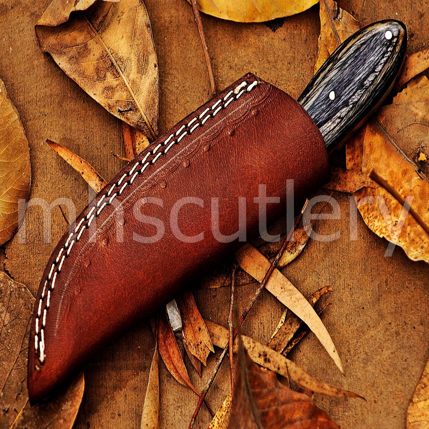 Custom Hand Forged Damascus Steel Mini Hunter Skinner Knife | mhscutlery