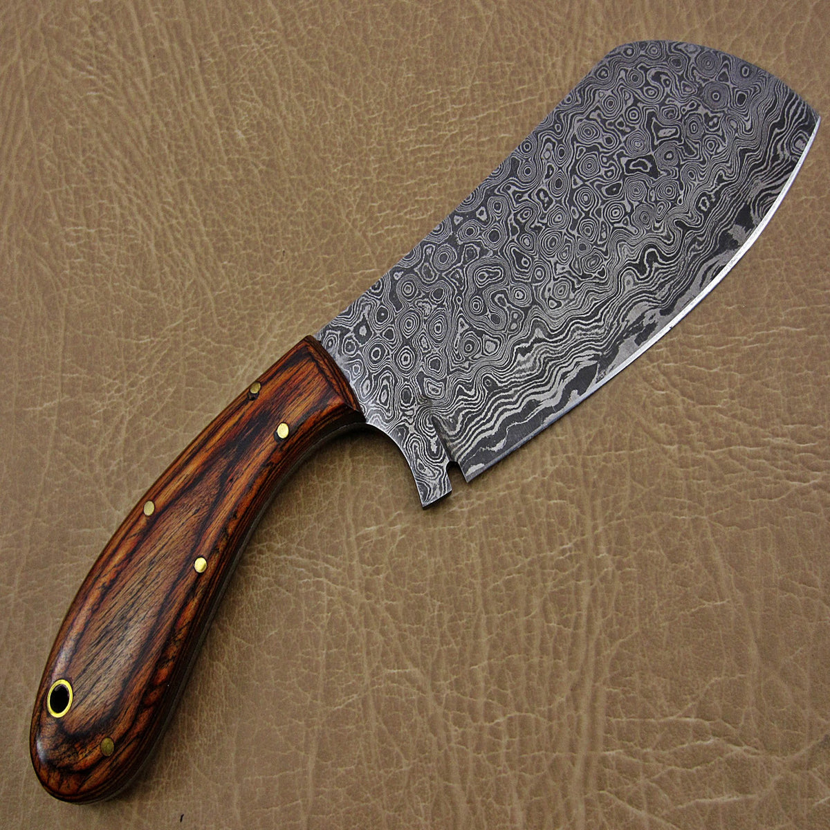 Raindrop Damascus Steel Chef's Kitchen Cleaver | Custom Chopper