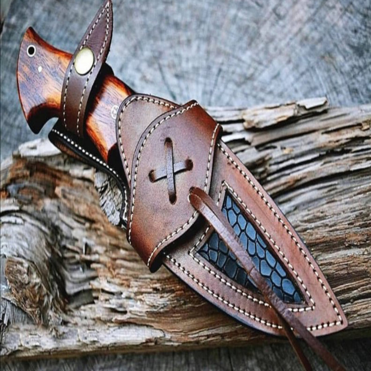 Hand-Forged Damascus Steel Bushcraft Hunting Knife | Custom EDC