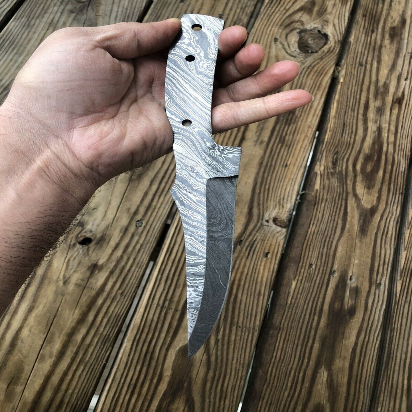 Hand-Forged Damascus Steel Fishing Knife Blank Blade | DIY