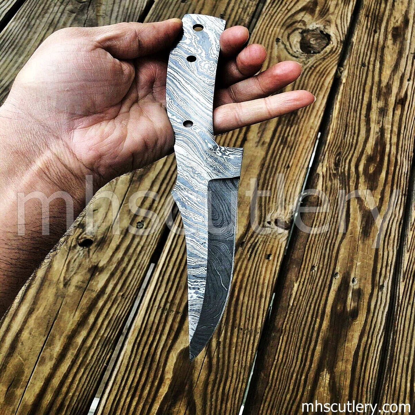 Custom Hand Forged Damascus Steel Fishing Knife Blank Blade | mhscutlery