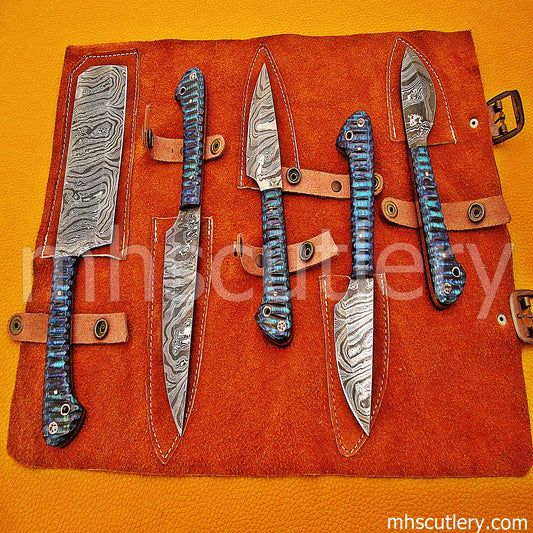 Damascus Steel Kitchen Chef Set / 5 Pcs | mhscutlery