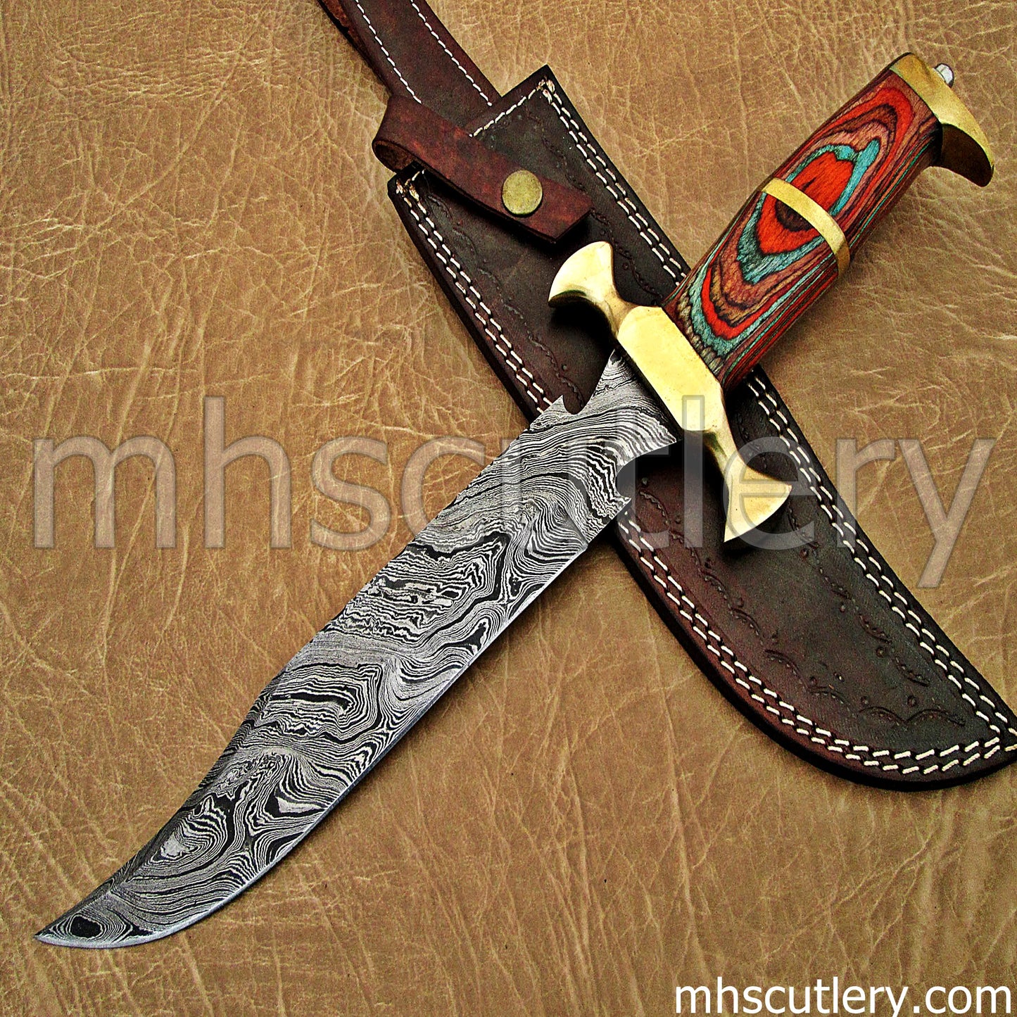 Custom Hand Forged Damascus Steel Vampire Hunter Knife | mhscutlery