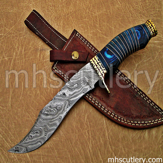Hand Forged Damascus Steel Bushcraft Machete Knife | mhscutlery