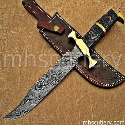 Custom Hand Forged Damascus Steel Spartan Bowie | mhscutlery