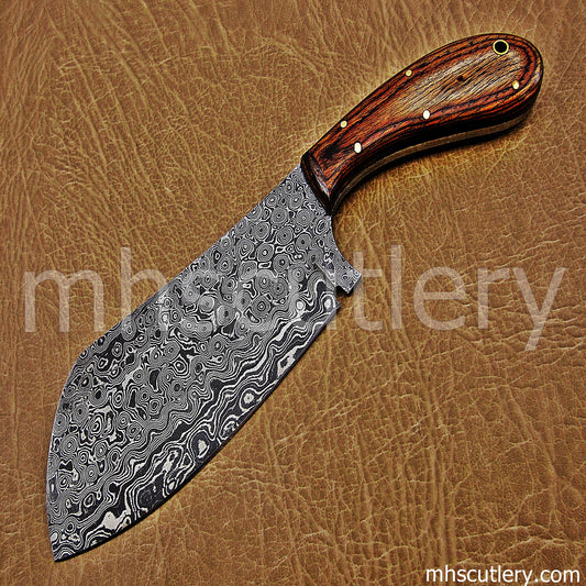 Raindrop Damascus Steel Heavy Kitchen Cleaver | mhscutlery
