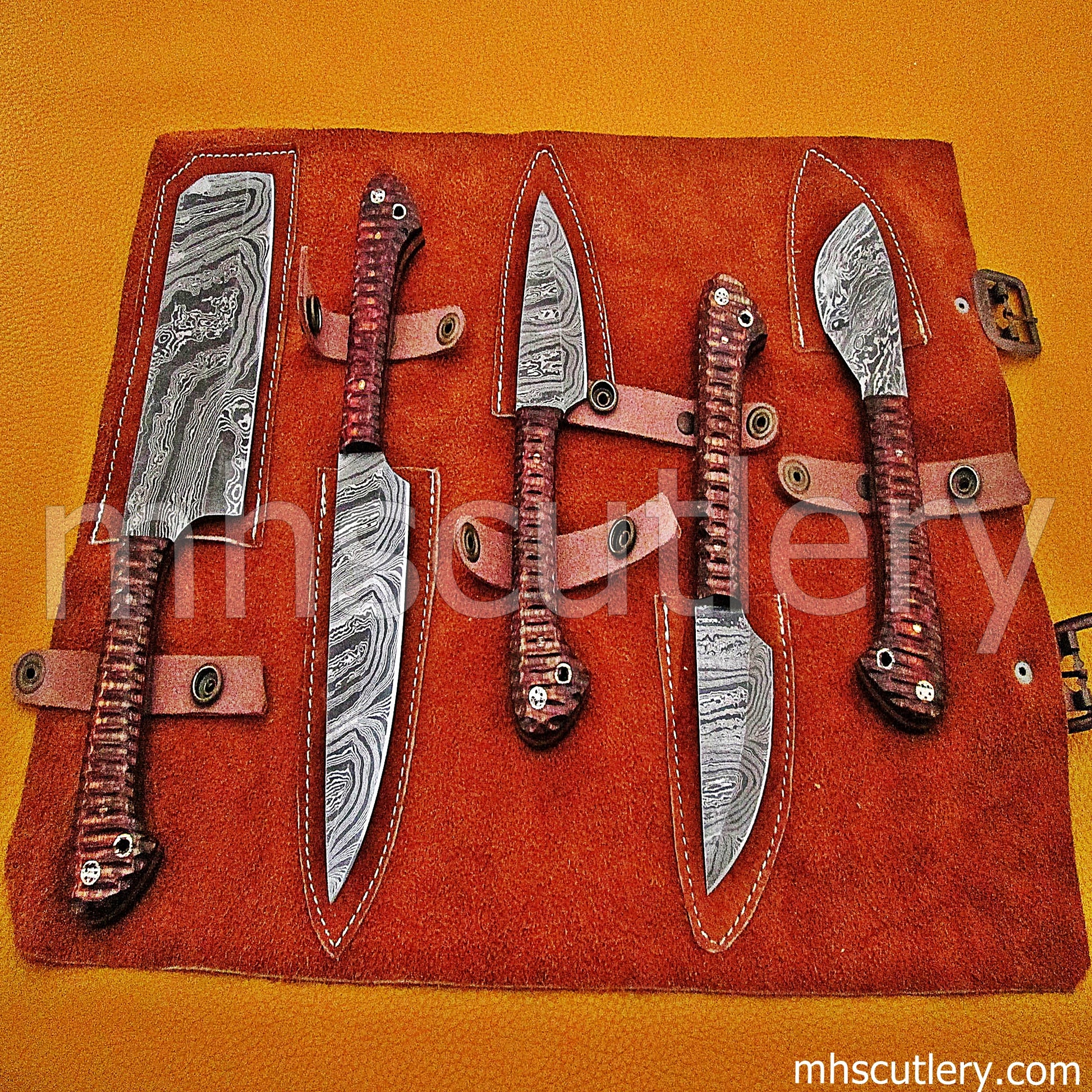 Damascus Steel Chef Knife Set / 5 Pcs | mhscutlery
