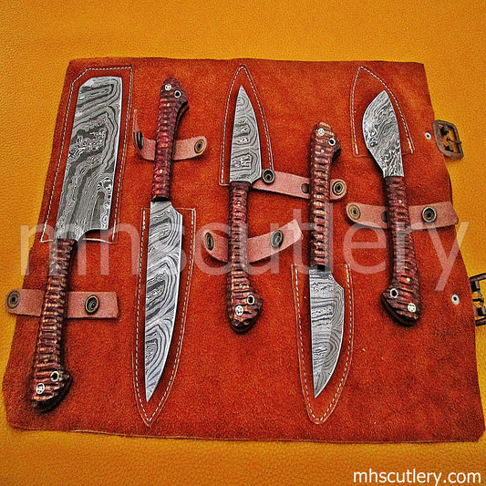Damascus Steel Chef Knife Set / 5 Pcs | mhscutlery