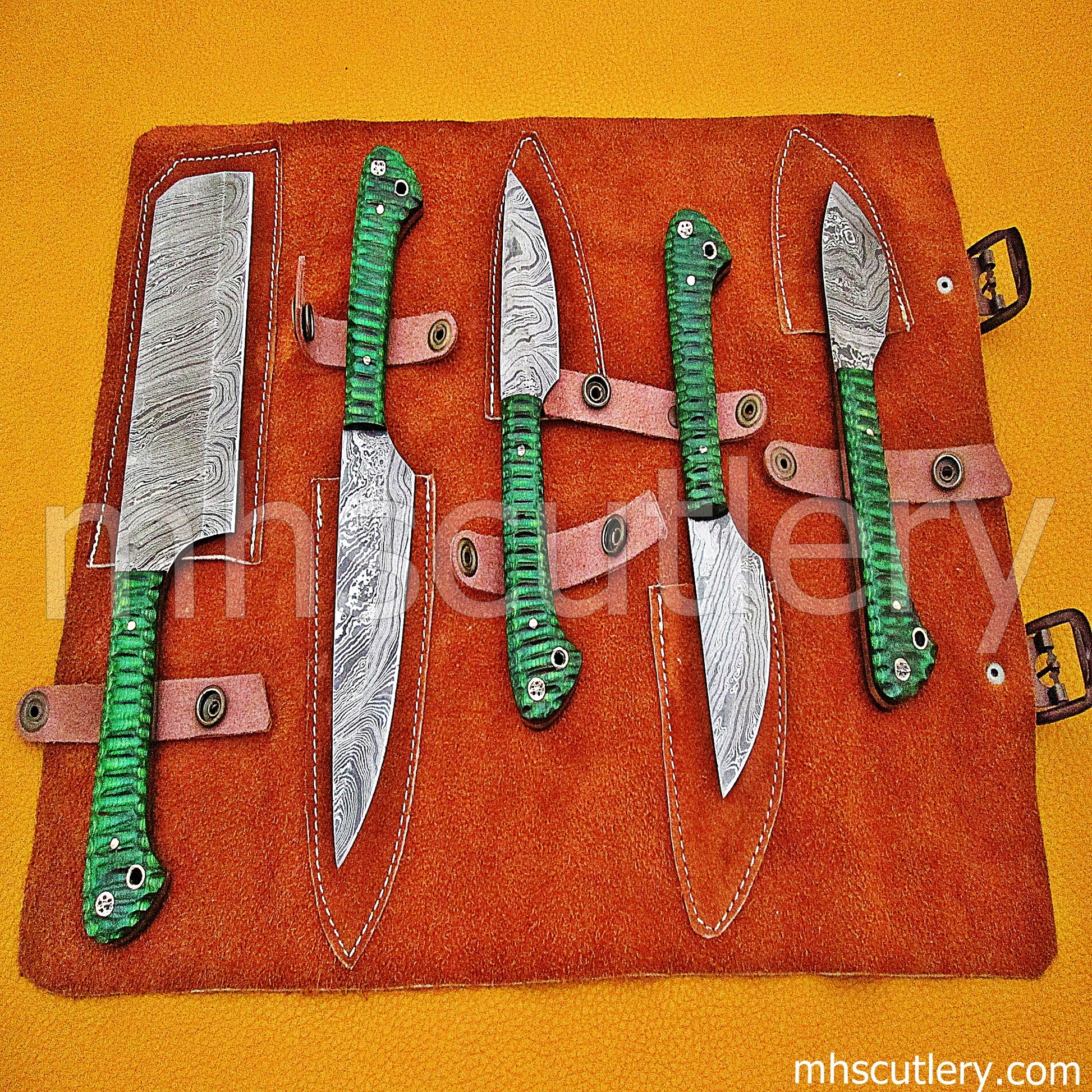 Damascus Steel Chef's Kitchen Set / 5 Pcs | mhscutlery