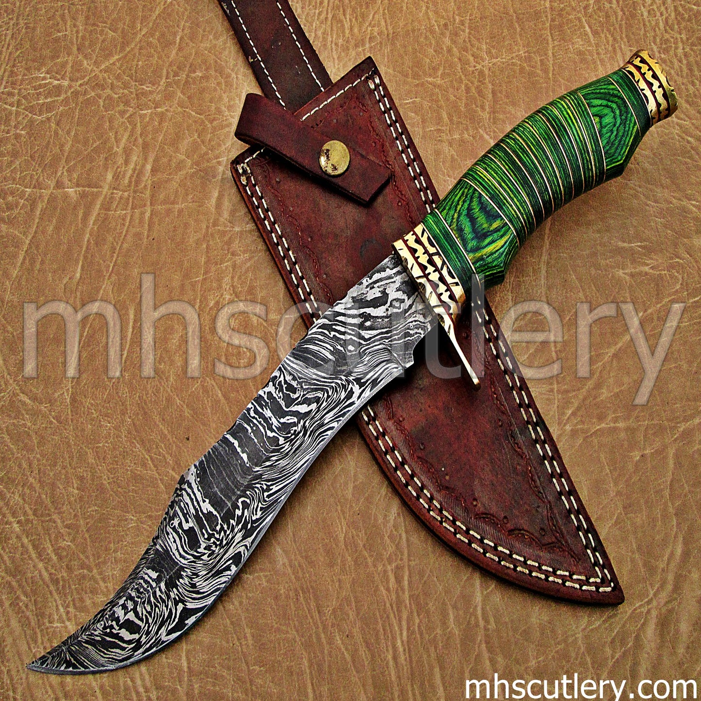 Custom Handmade Damascus Steel Tactical Hunting Knife | mhscutlery