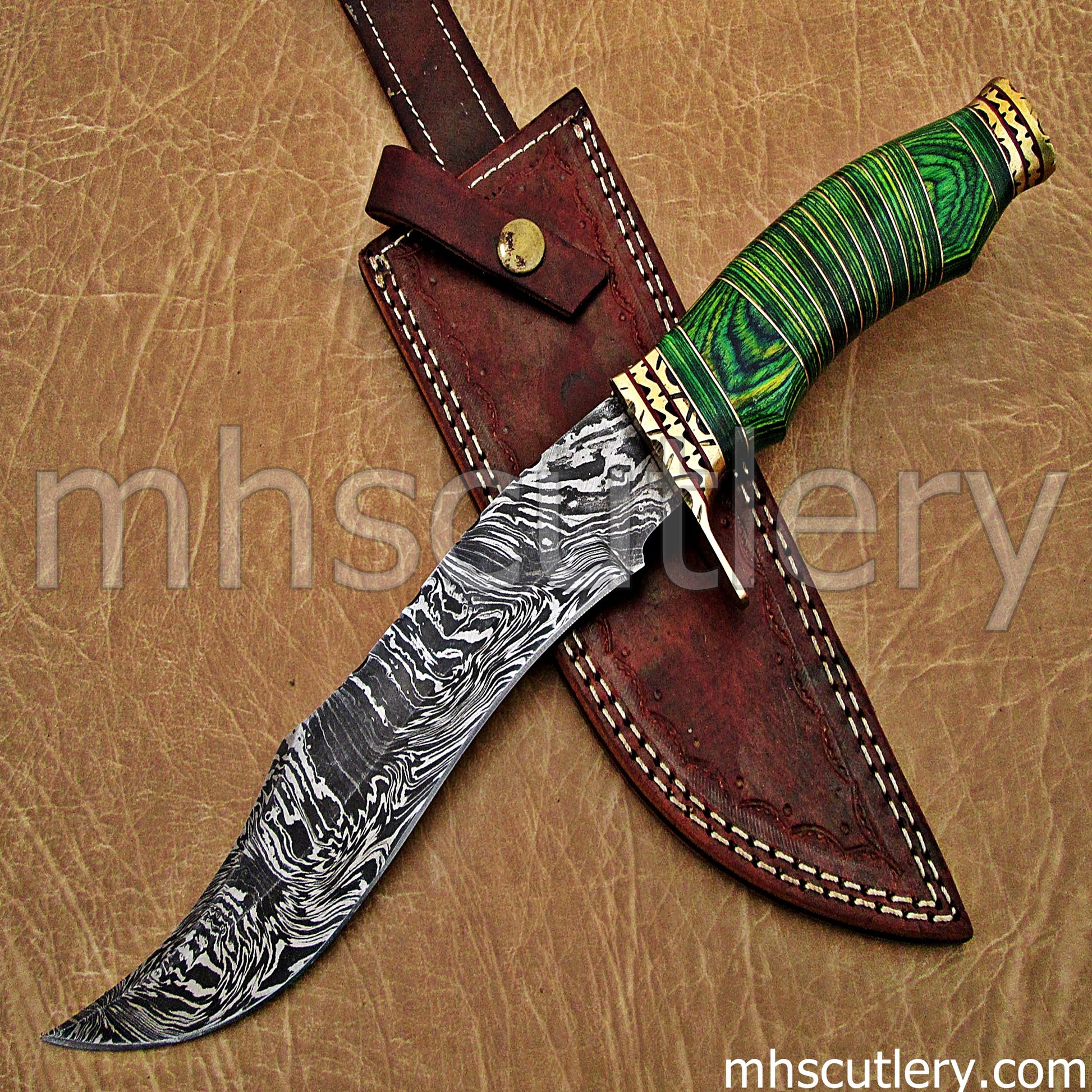 Custom Handmade Damascus Steel Tactical Hunting Knife | mhscutlery
