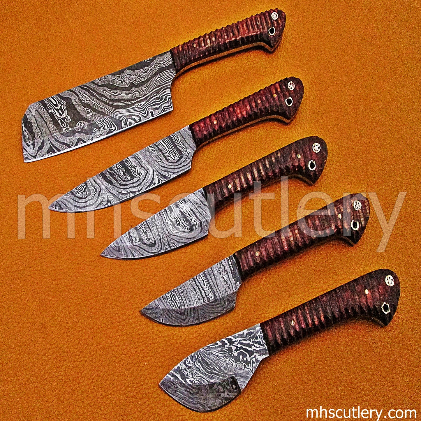 Damascus Steel Chef Knife Set / 5 Pcs | mhscutlery