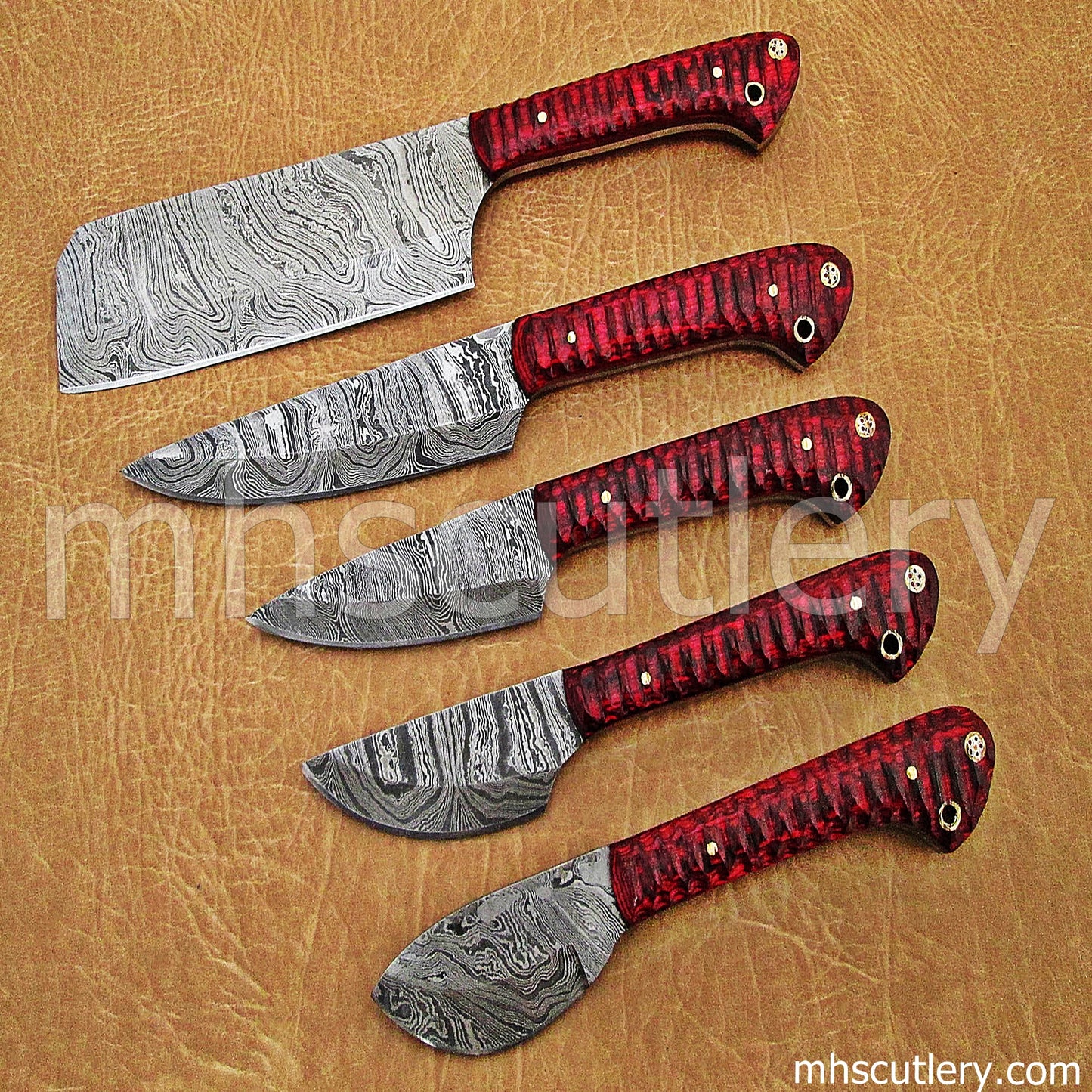 Handmade Damascus Steel Kitchen Set / 5 Pcs | mhscutlery