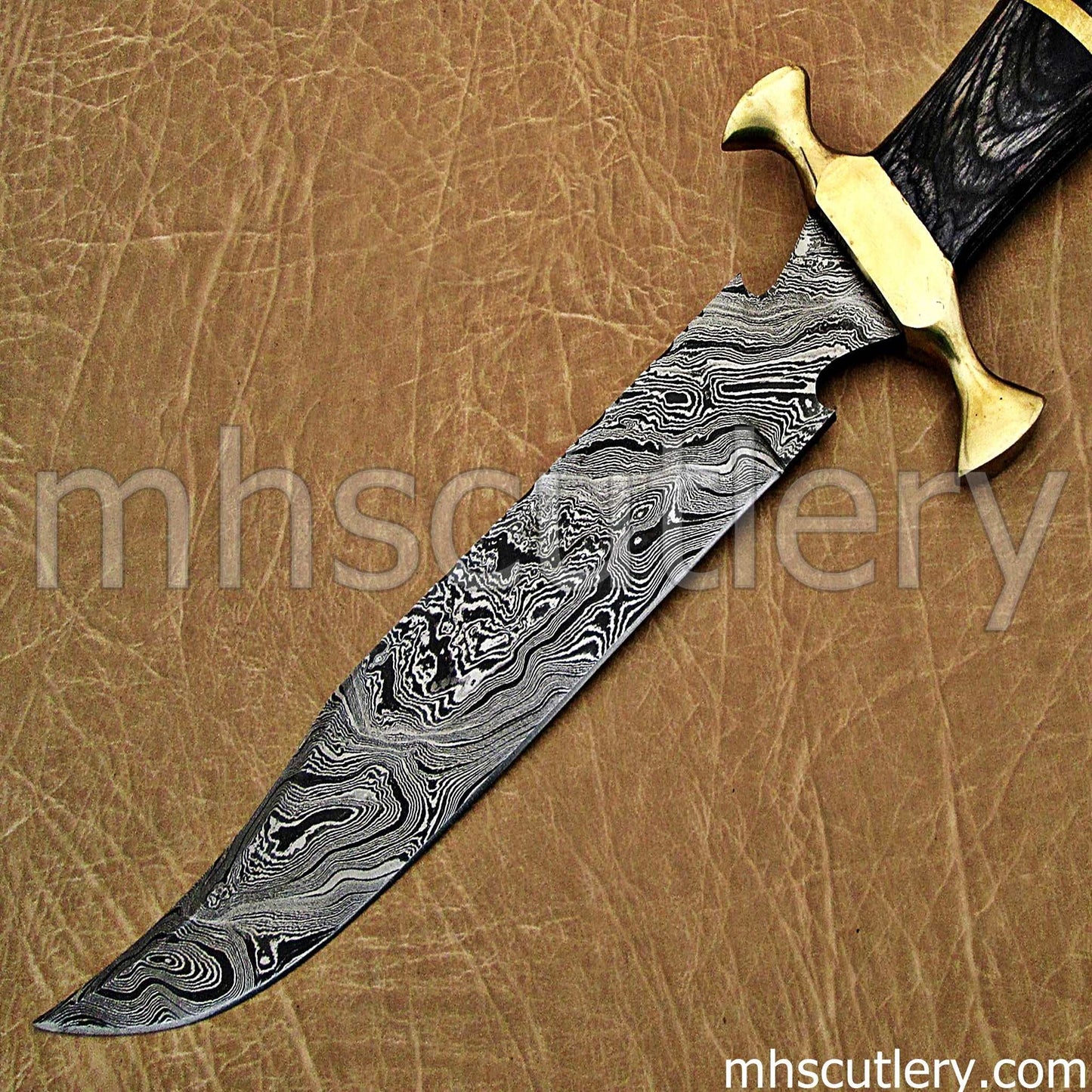Custom Hand Forged Damascus Steel Spartan Bowie | mhscutlery