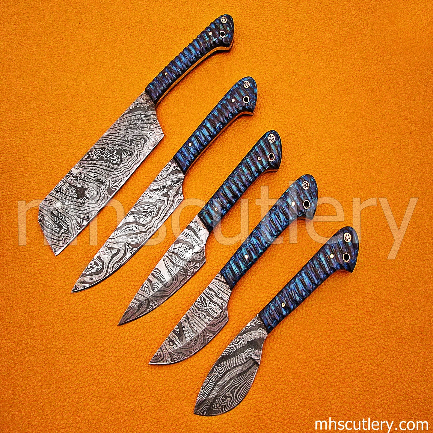 Damascus Steel Kitchen Chef Set / 5 Pcs | mhscutlery