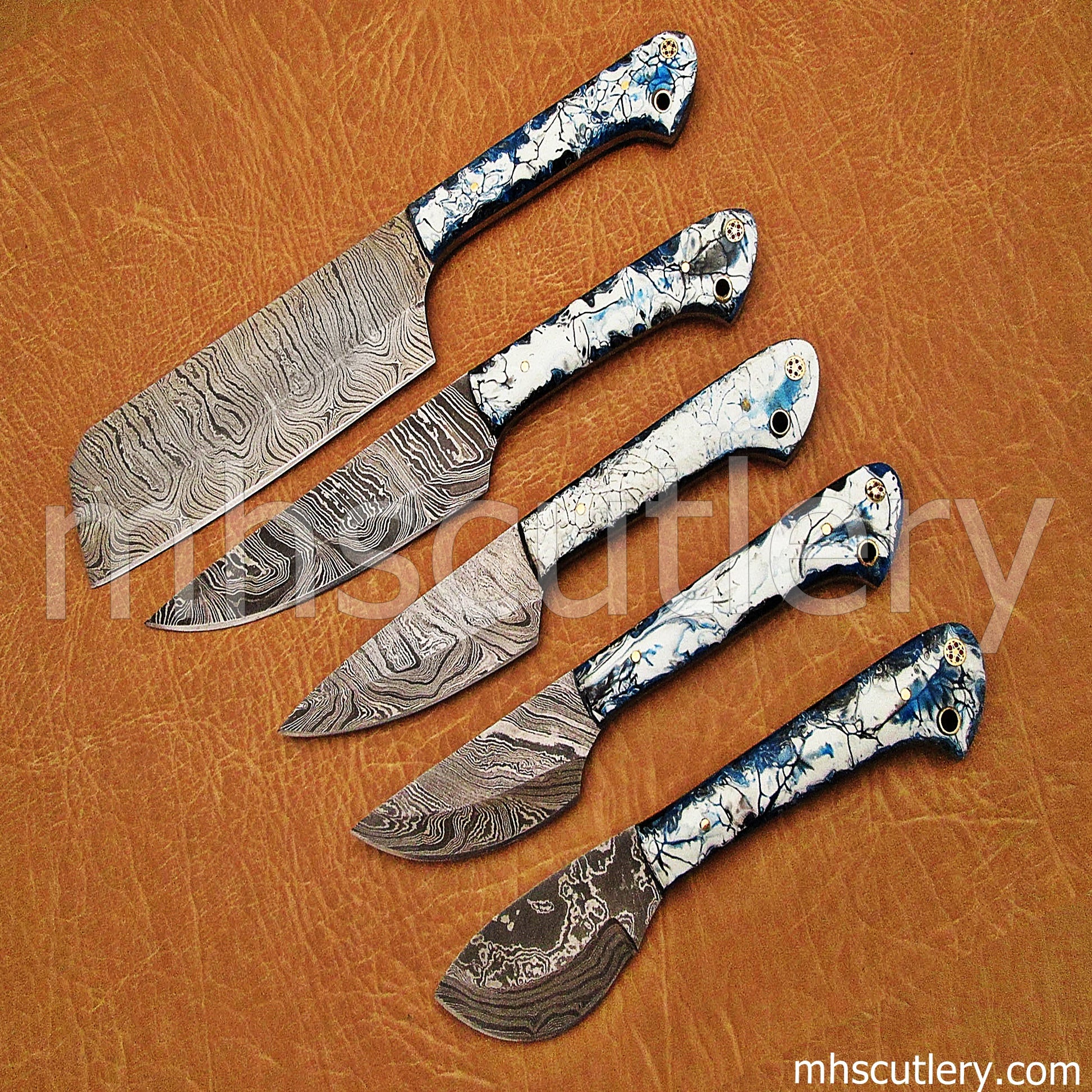 Hand Forged Damascus Steel Chef Set / 5 Pcs | mhscutlery