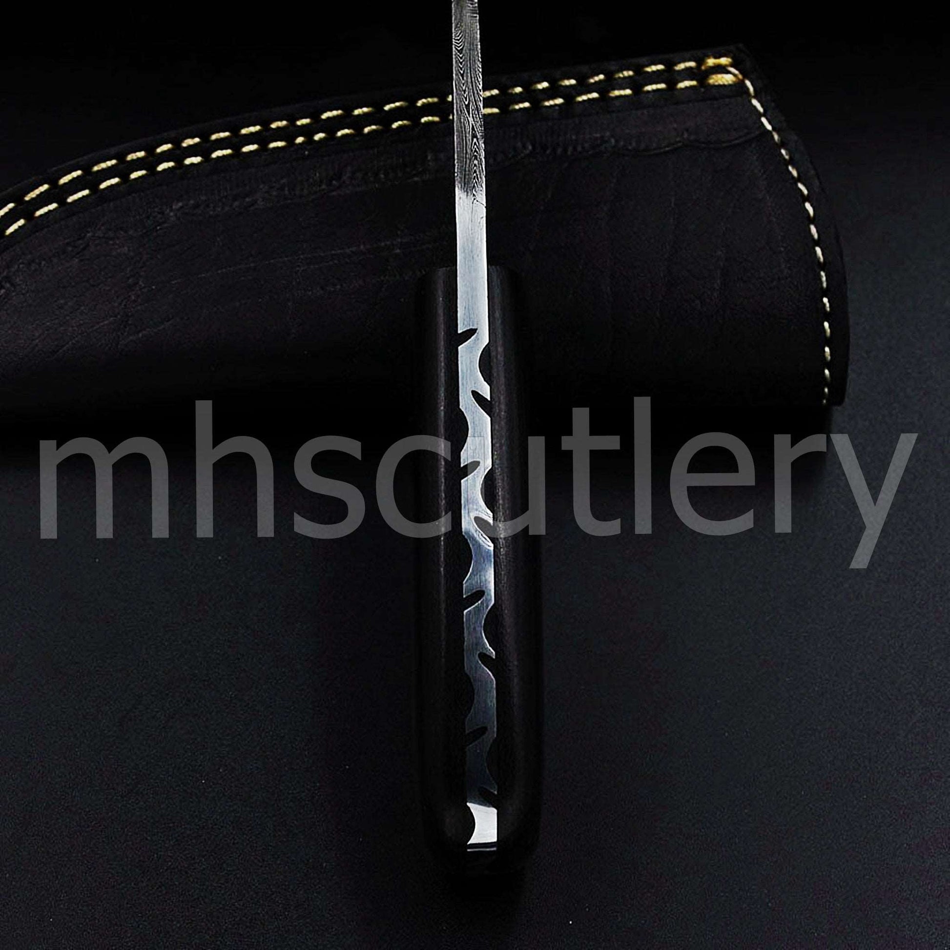 Custom Hand Forged Damascus Gut-Hook Steel Hunter Skinner Knife With Micarta Handle | mhscutlery