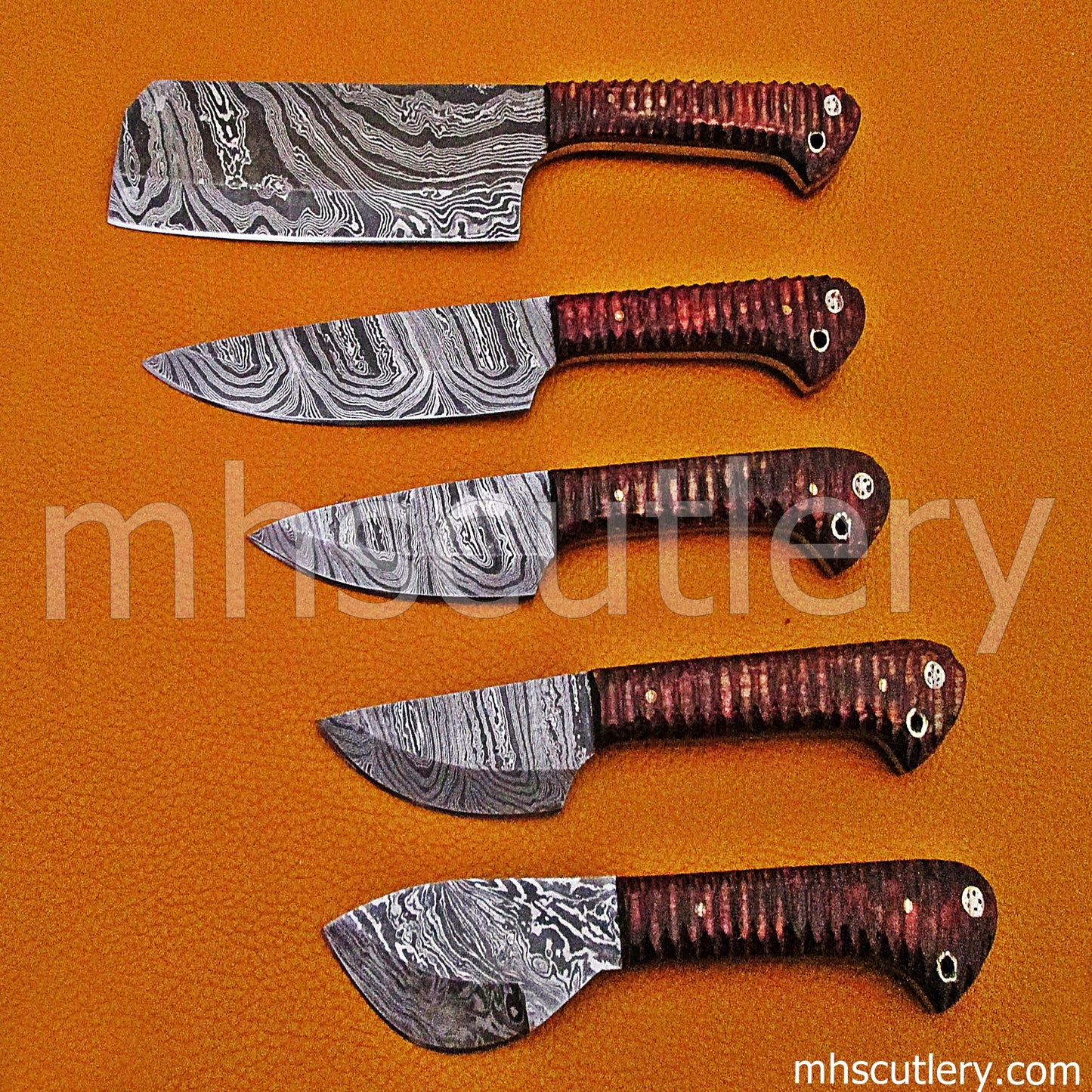 Damascus Steel Chef Knife Set / 5 Pcs | mhscutlery