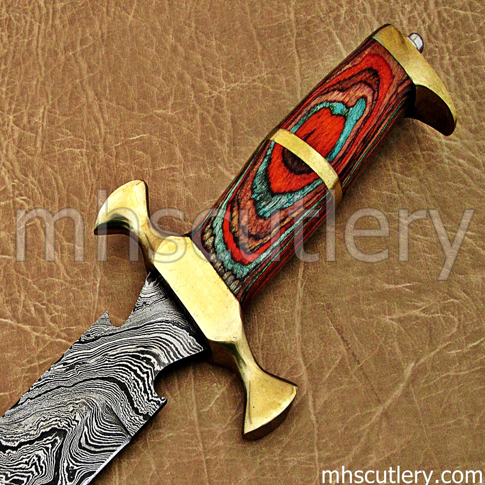 Custom Hand Forged Damascus Steel Vampire Hunter Knife | mhscutlery
