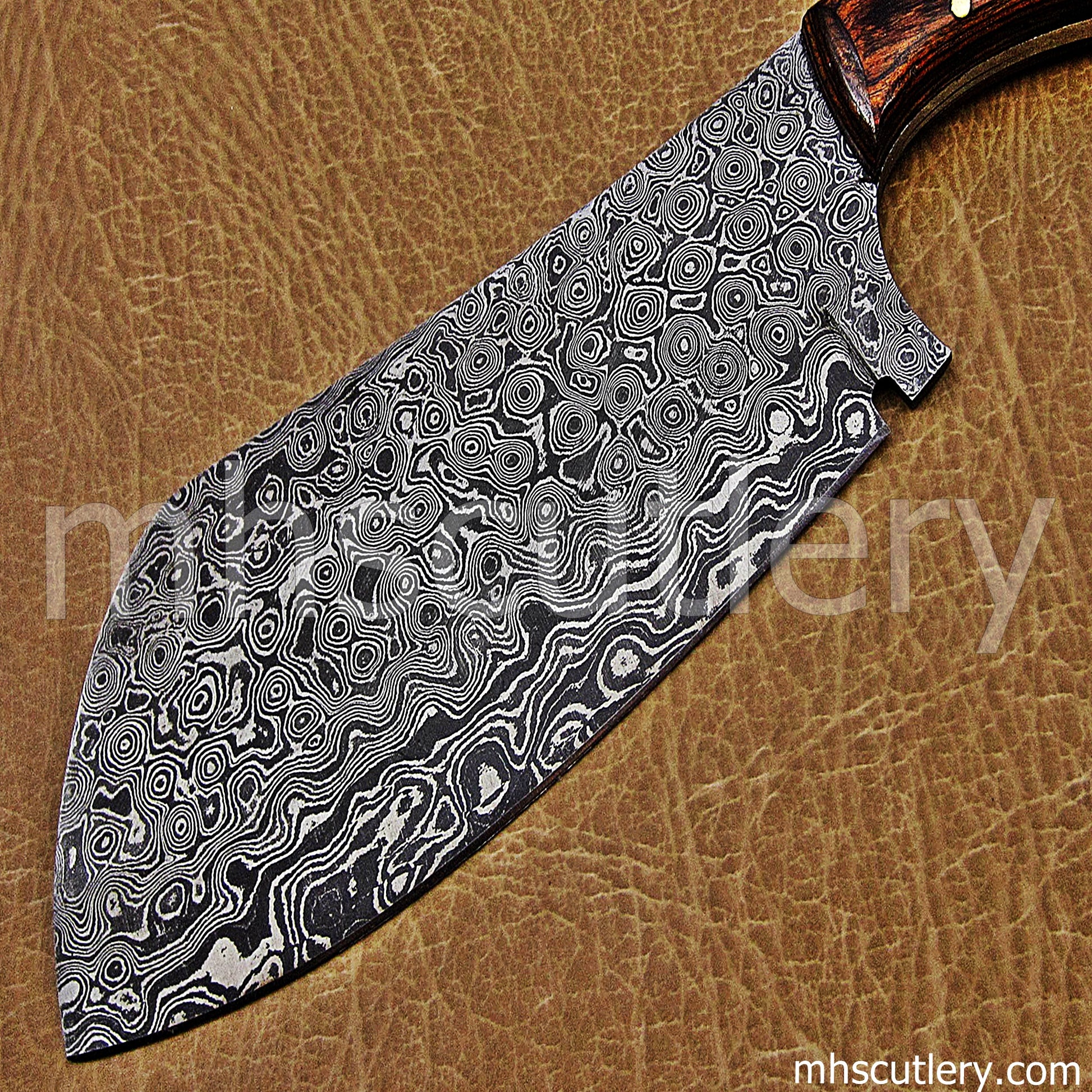 Raindrop Damascus Steel Heavy Kitchen Cleaver | mhscutlery