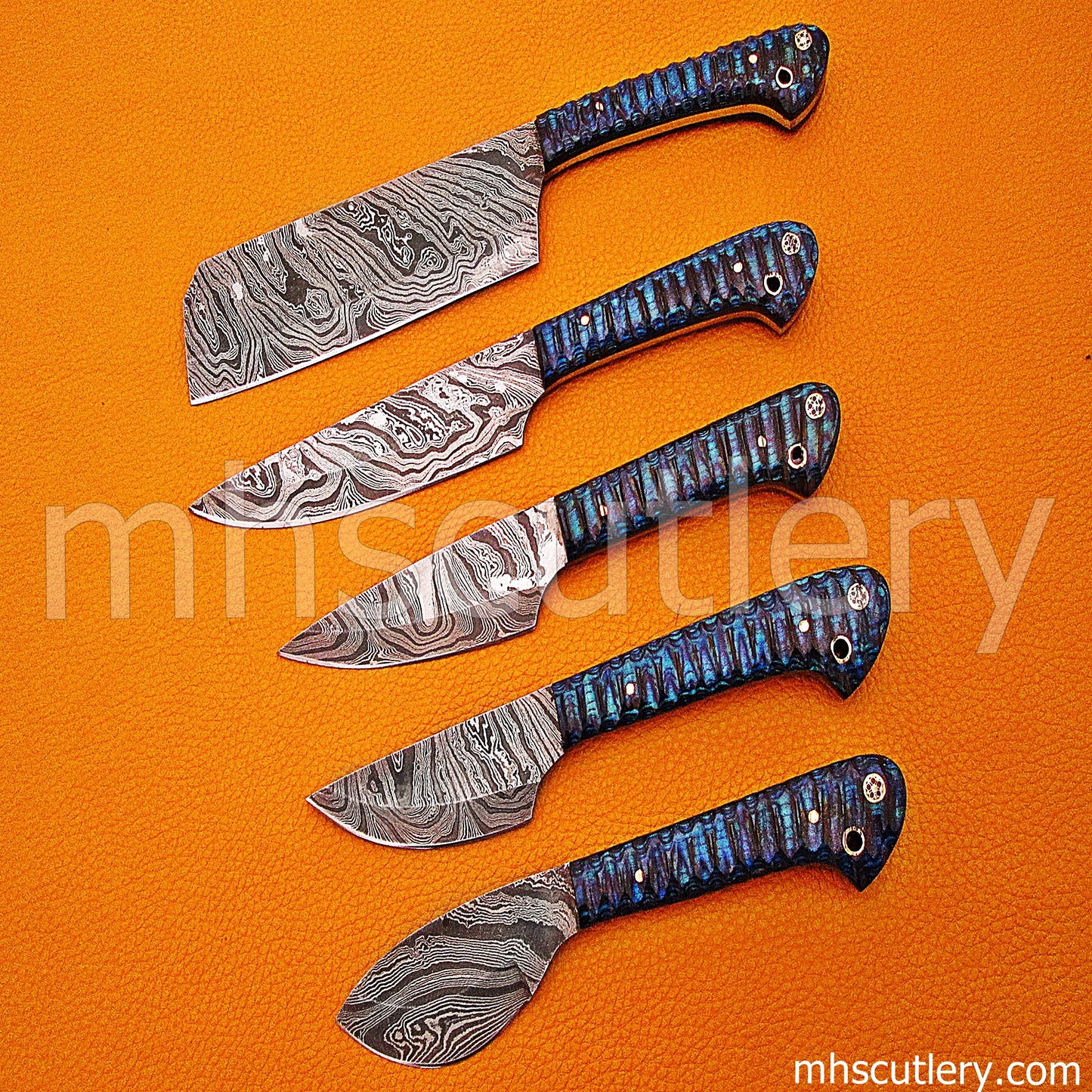 Damascus Steel Kitchen Chef Set / 5 Pcs | mhscutlery