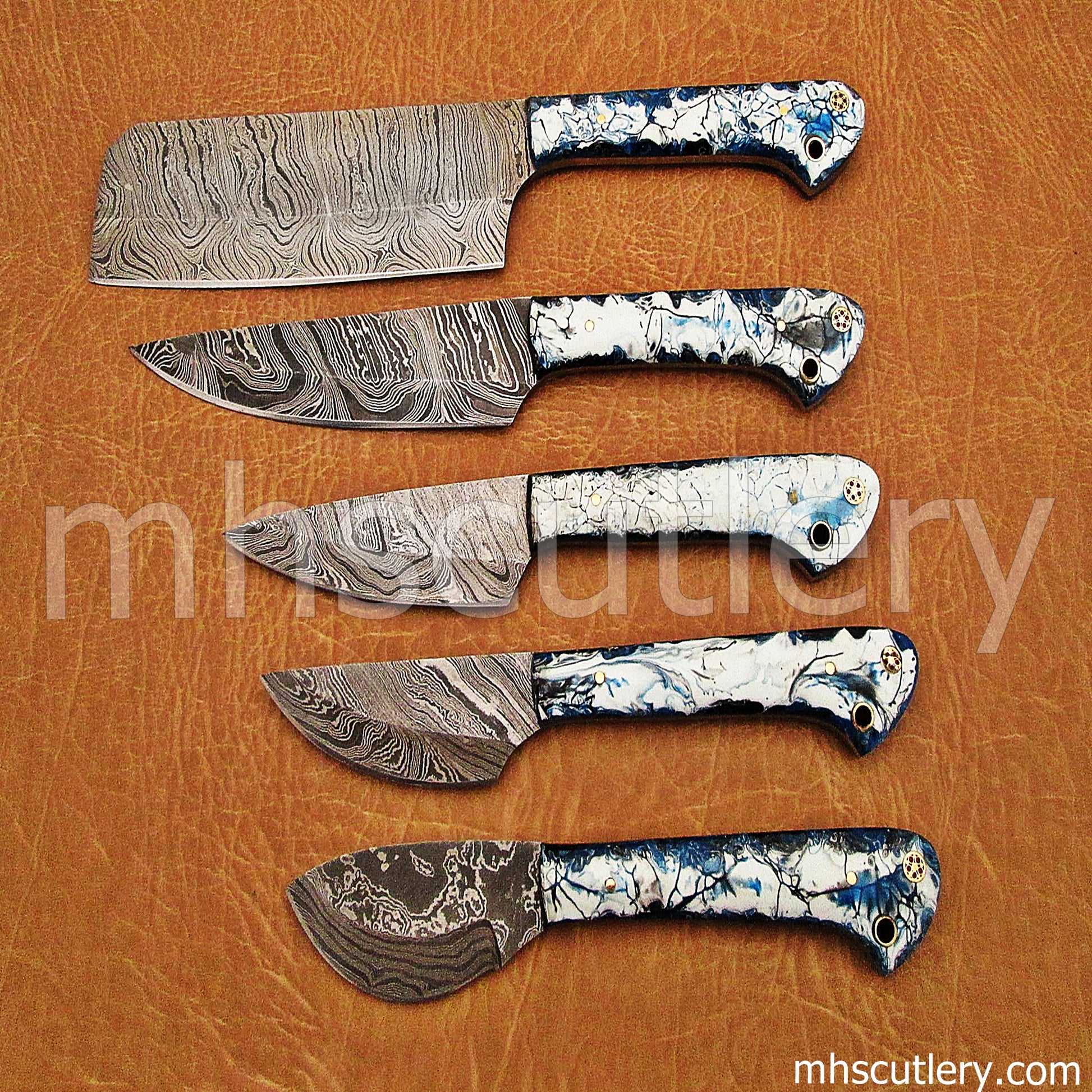 Hand Forged Damascus Steel Chef Set / 5 Pcs | mhscutlery
