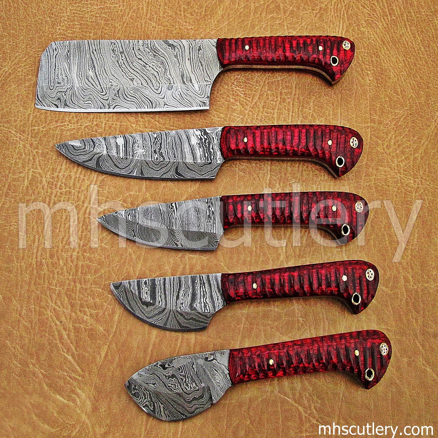 Handmade Damascus Steel Kitchen Set / 5 Pcs | mhscutlery