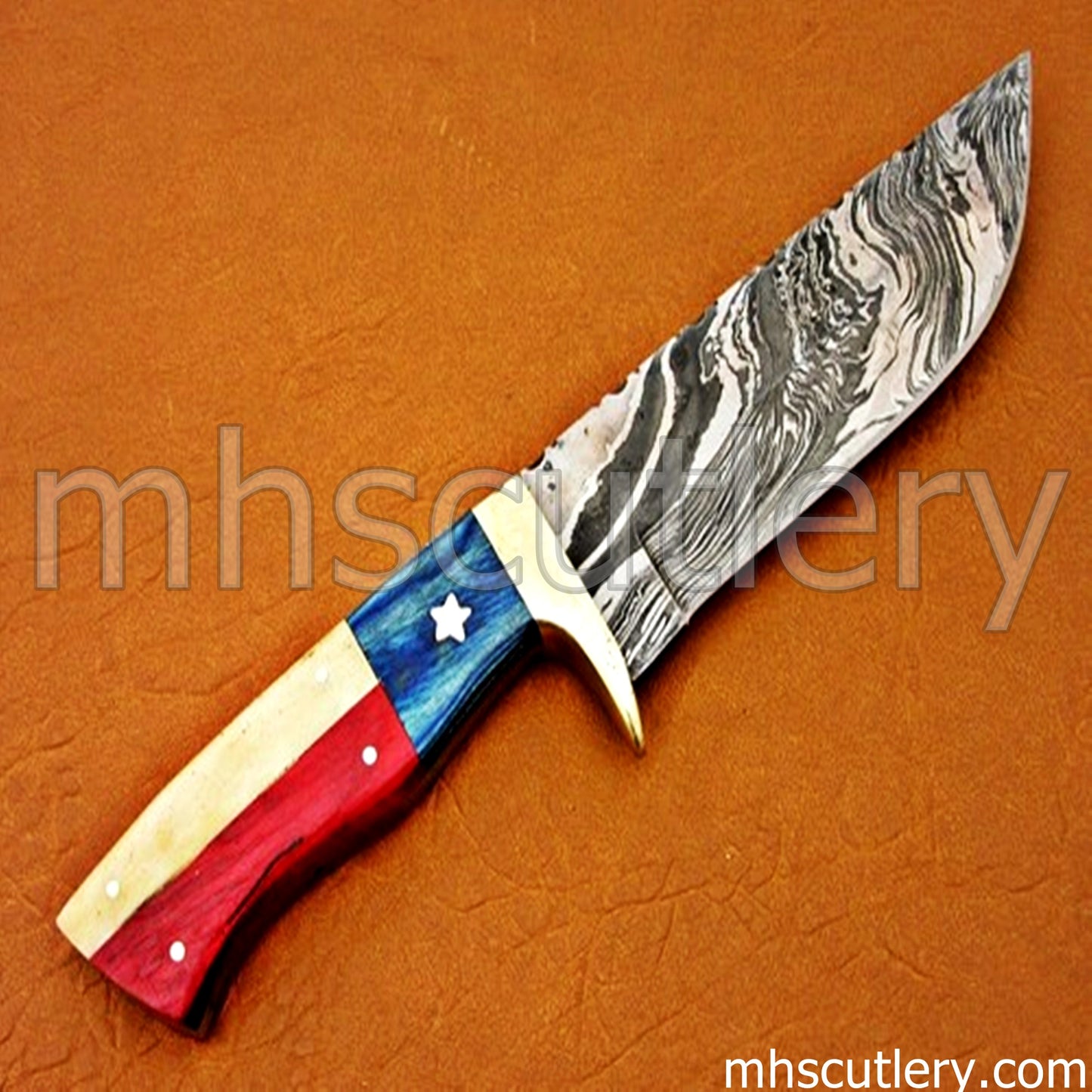 Custom Hand Forged Damascus Steel Veteran Knife | mhscutlery