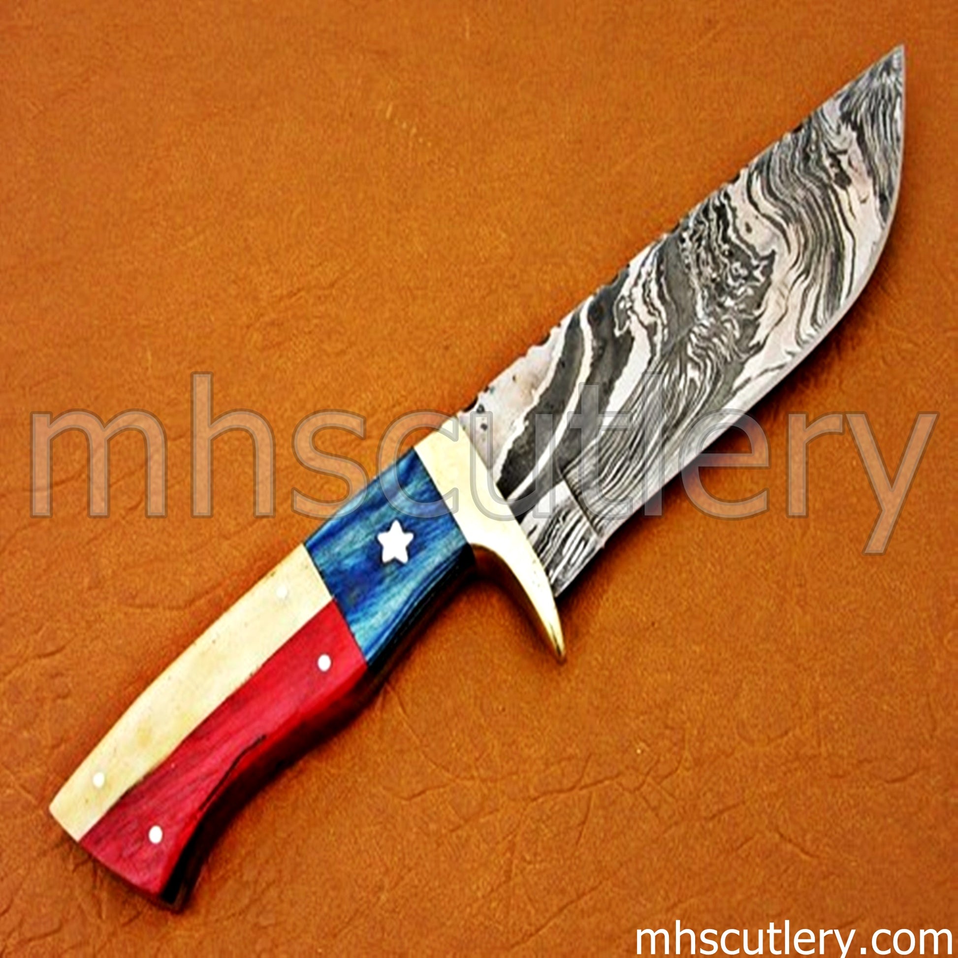 Custom Hand Forged Damascus Steel Veteran Knife | mhscutlery
