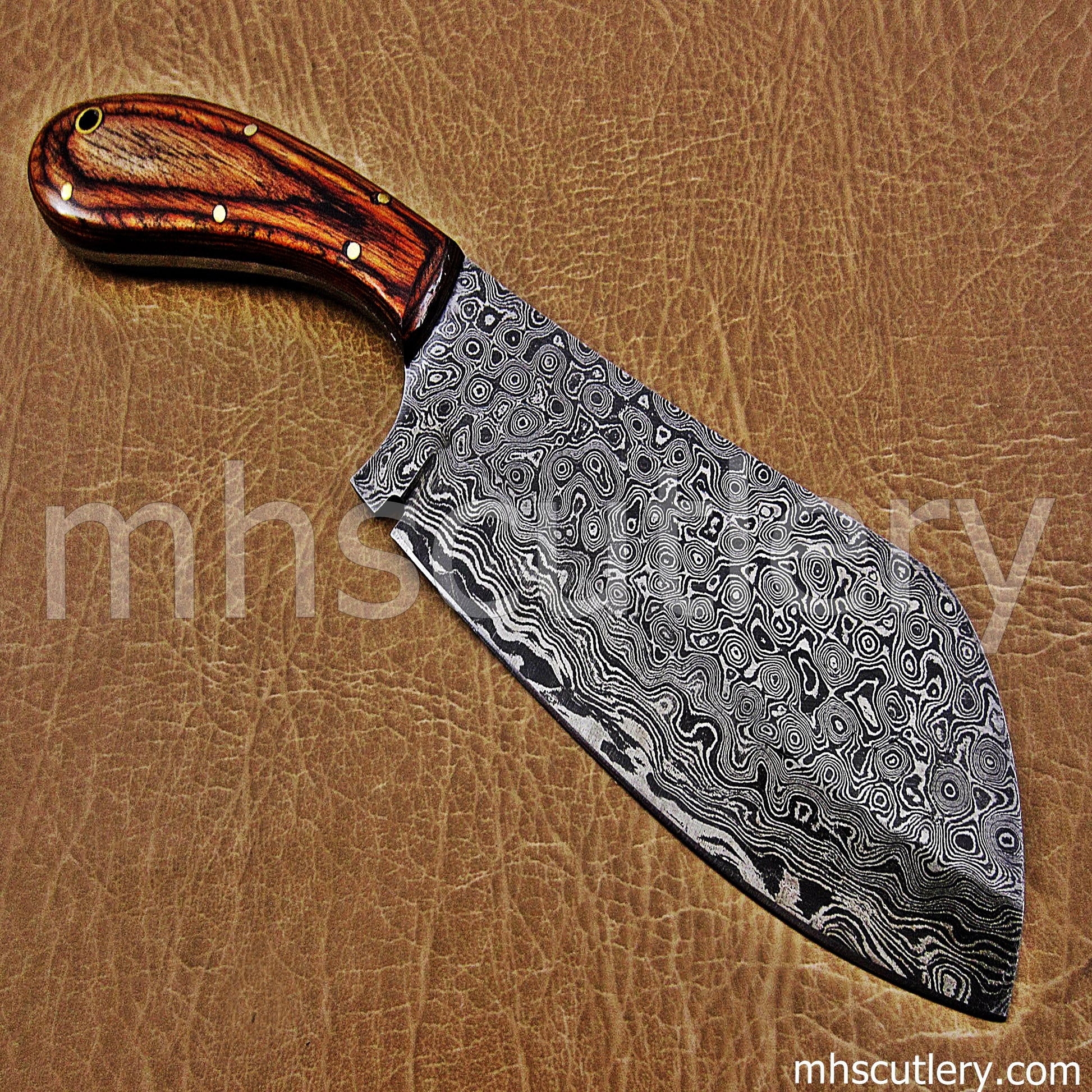 Raindrop Damascus Steel Heavy Kitchen Cleaver | mhscutlery