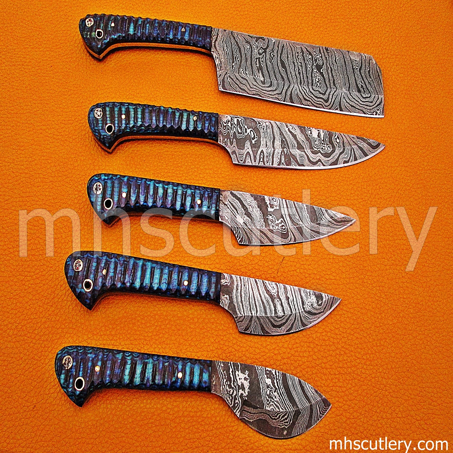 Damascus Steel Kitchen Chef Set / 5 Pcs | mhscutlery